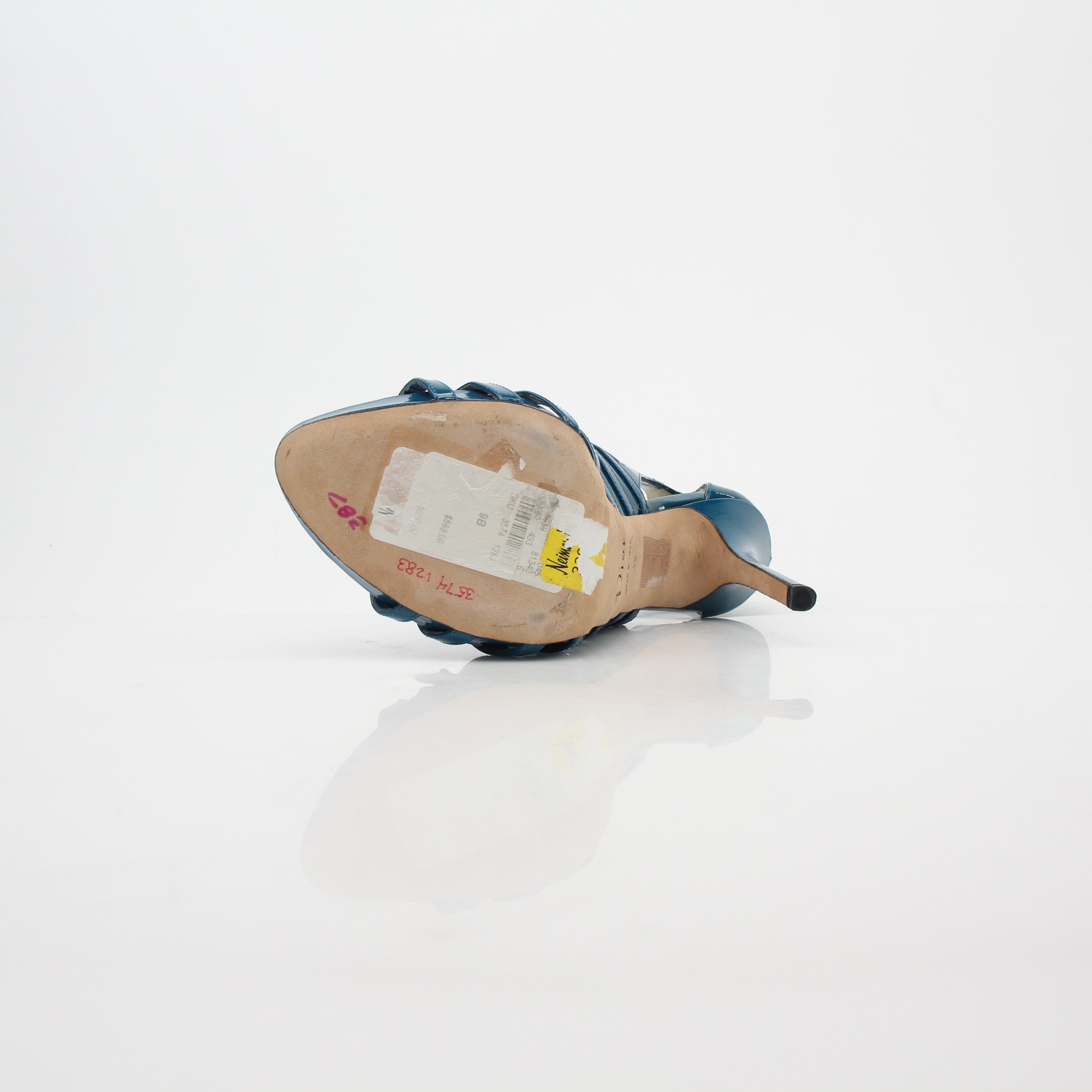 Christian Dior Teal Patent Leather Caged Gladiator Sandals