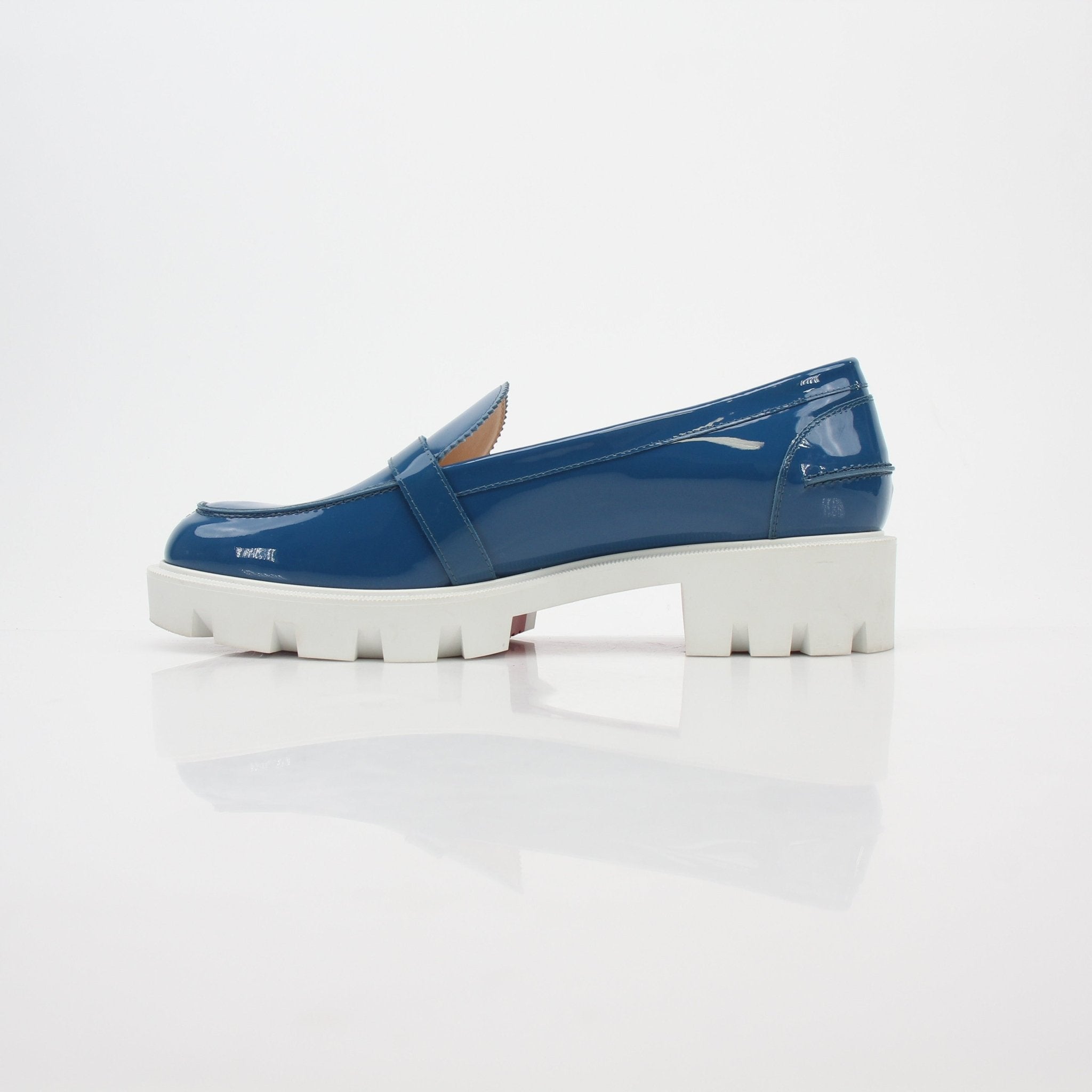 Christian Louboutin Blue Lock Woody Patent Leather Loafers