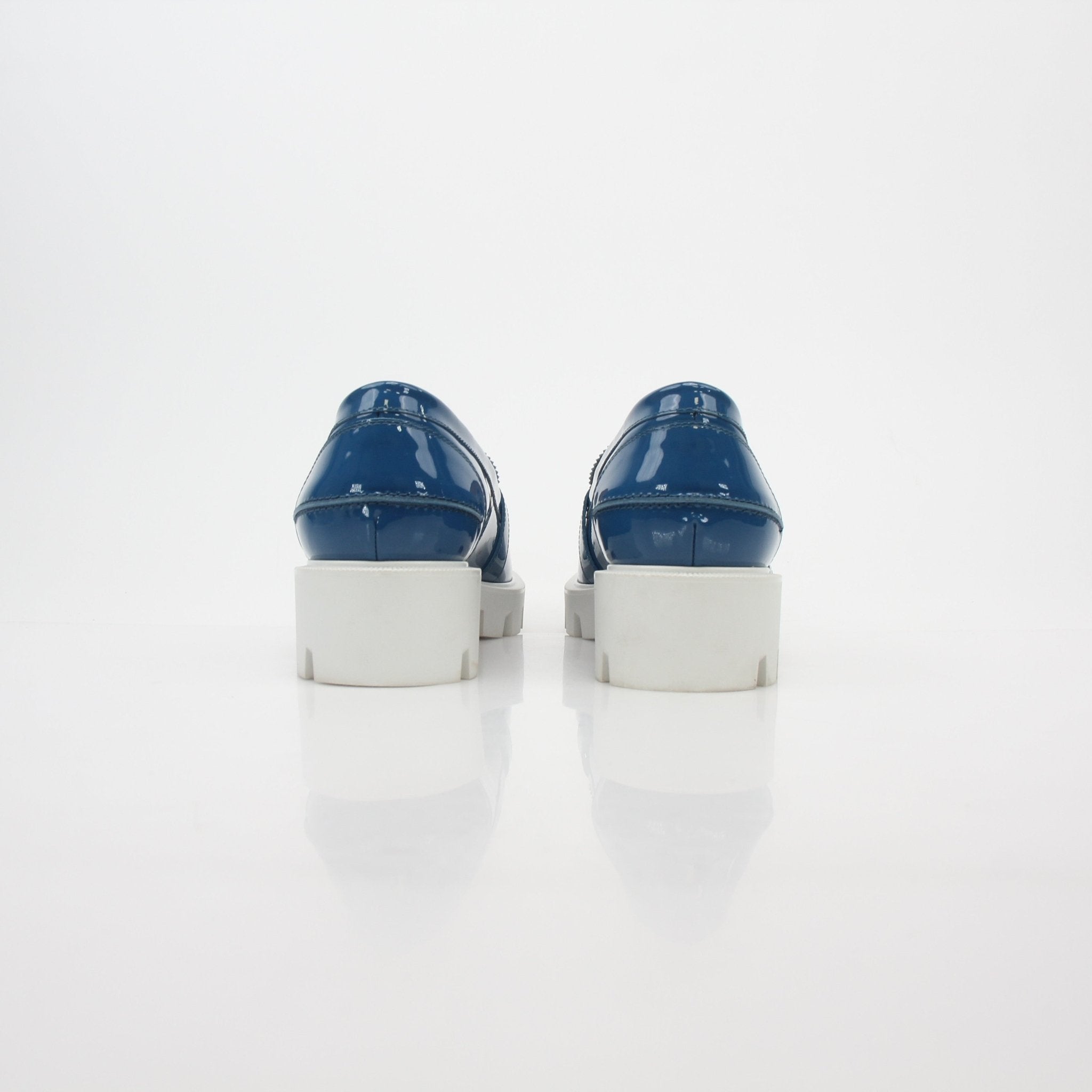 Christian Louboutin Blue Lock Woody patent leather loafers, stylish men's shoes with sleek design and glossy finish.