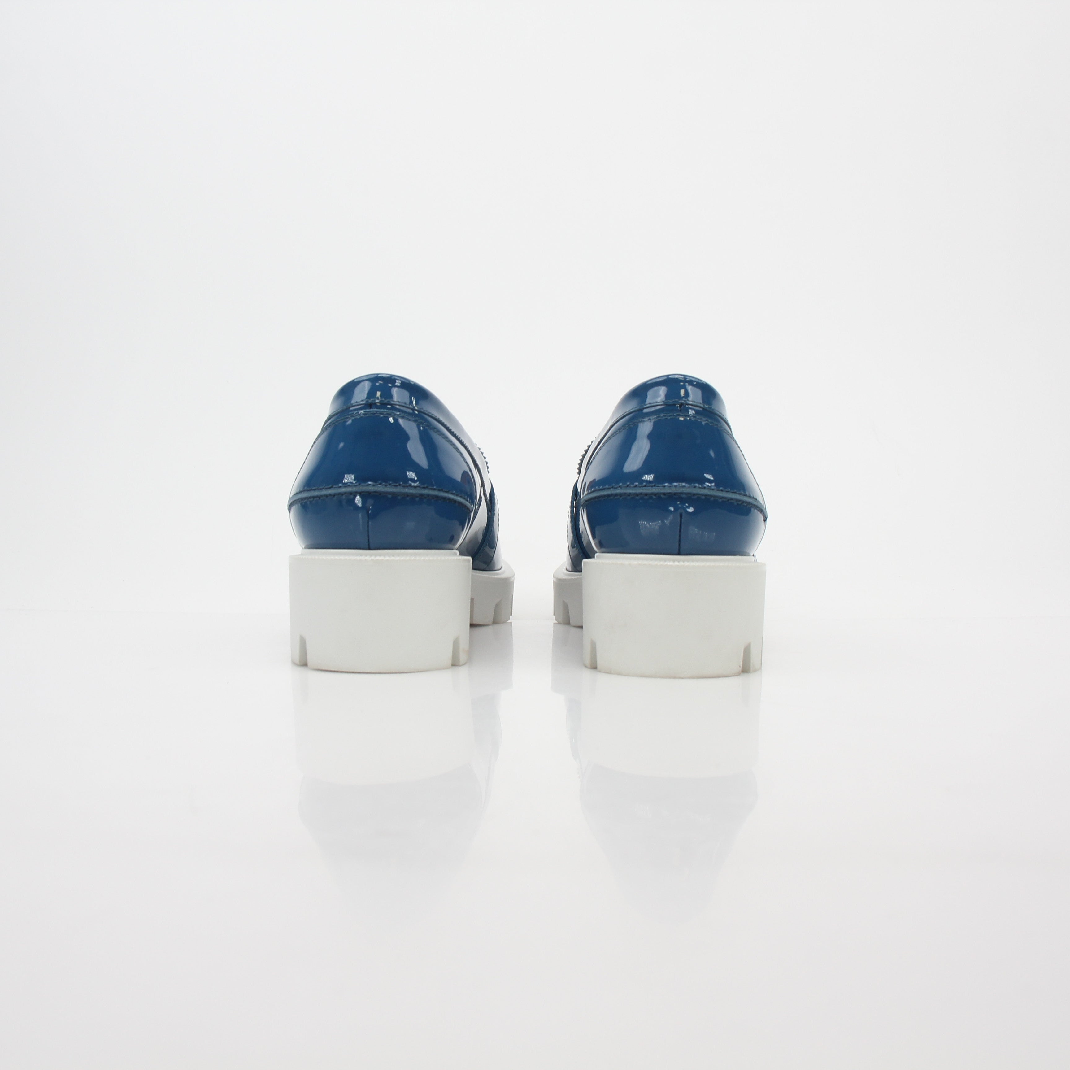 Christian Louboutin Blue Lock Woody Patent Leather Loafers