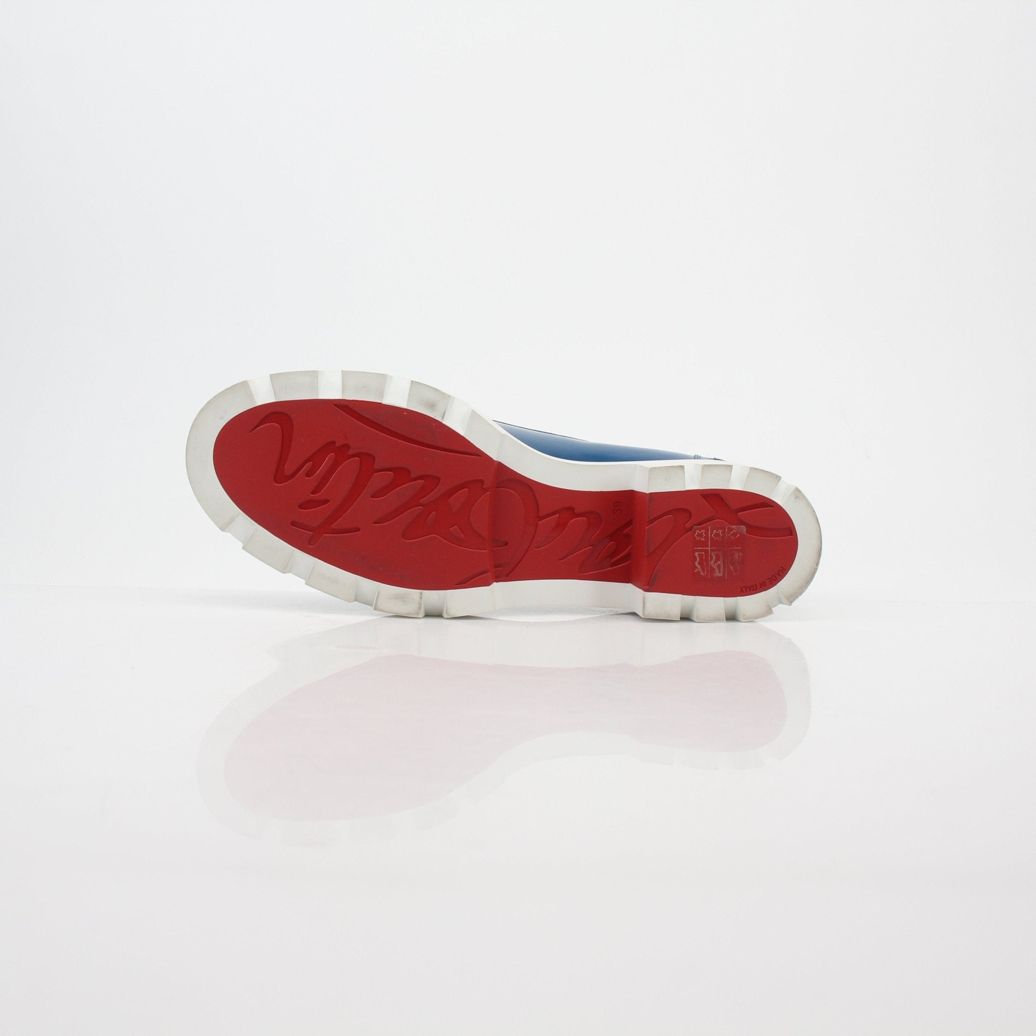 Christian Louboutin Blue Lock Woody Patent Leather Loafers