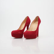 Christian Louboutin Red Biancazip Suede Platform Pumps