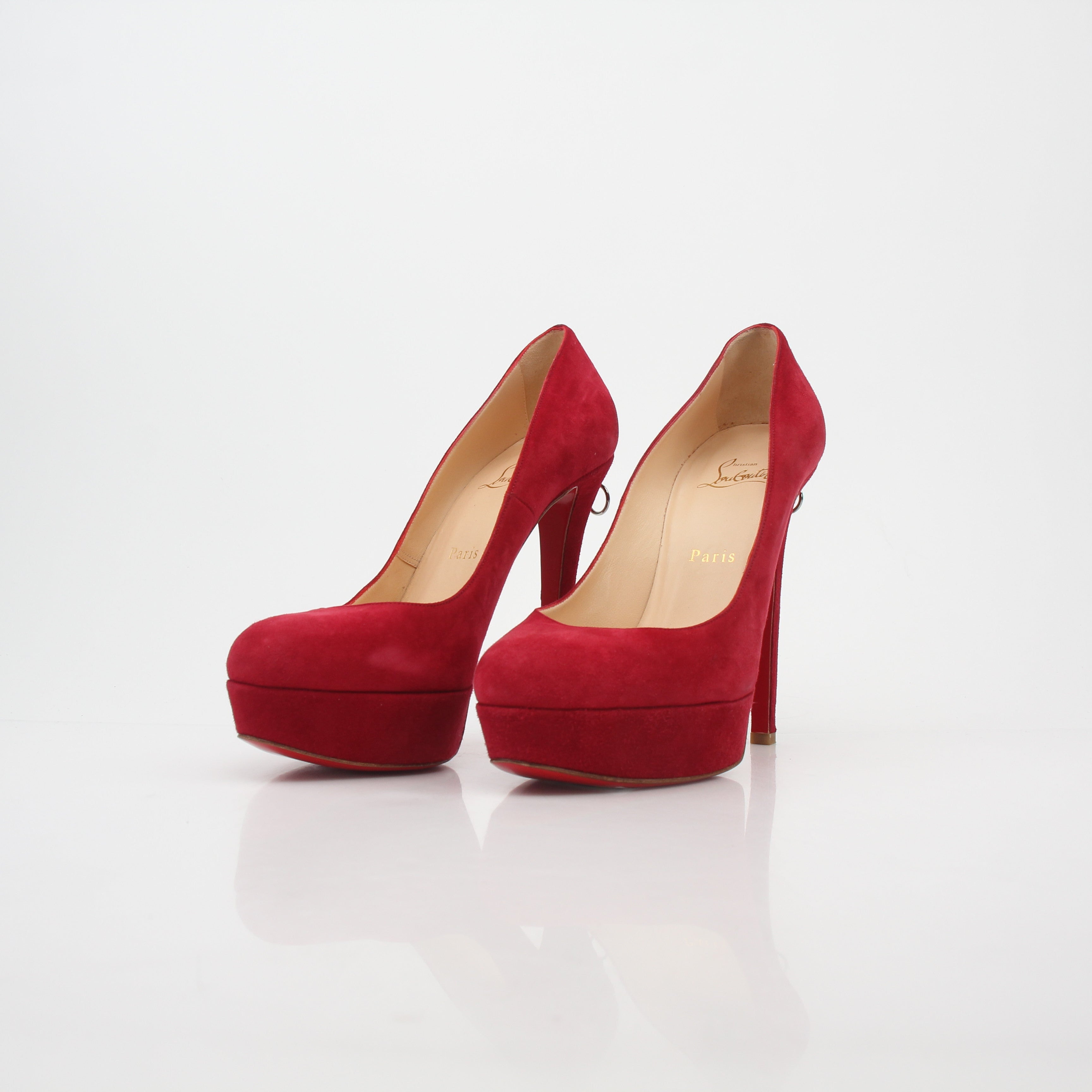 Christian Louboutin Red Biancazip Suede Platform Pumps