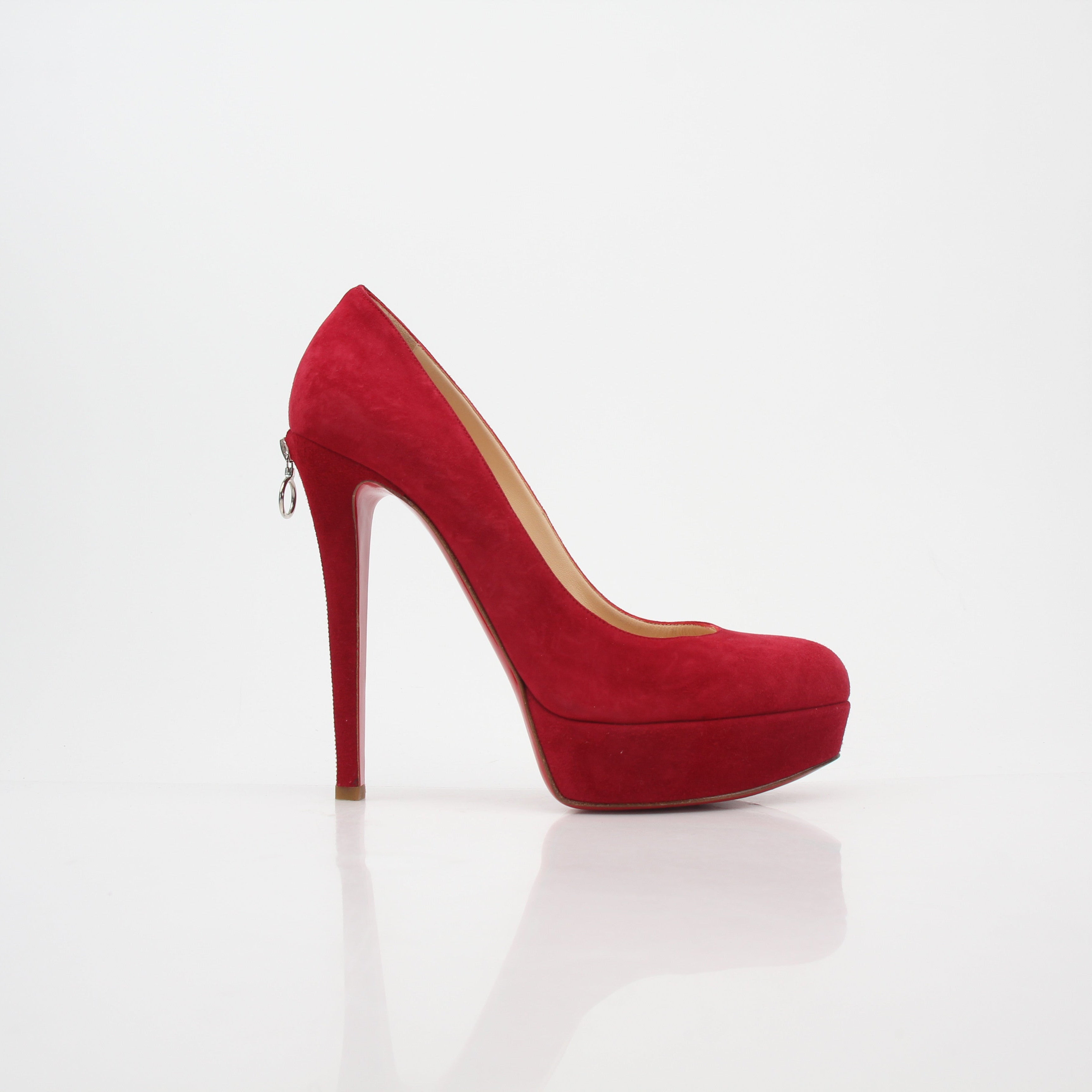 Christian Louboutin Red Biancazip Suede Platform Pumps