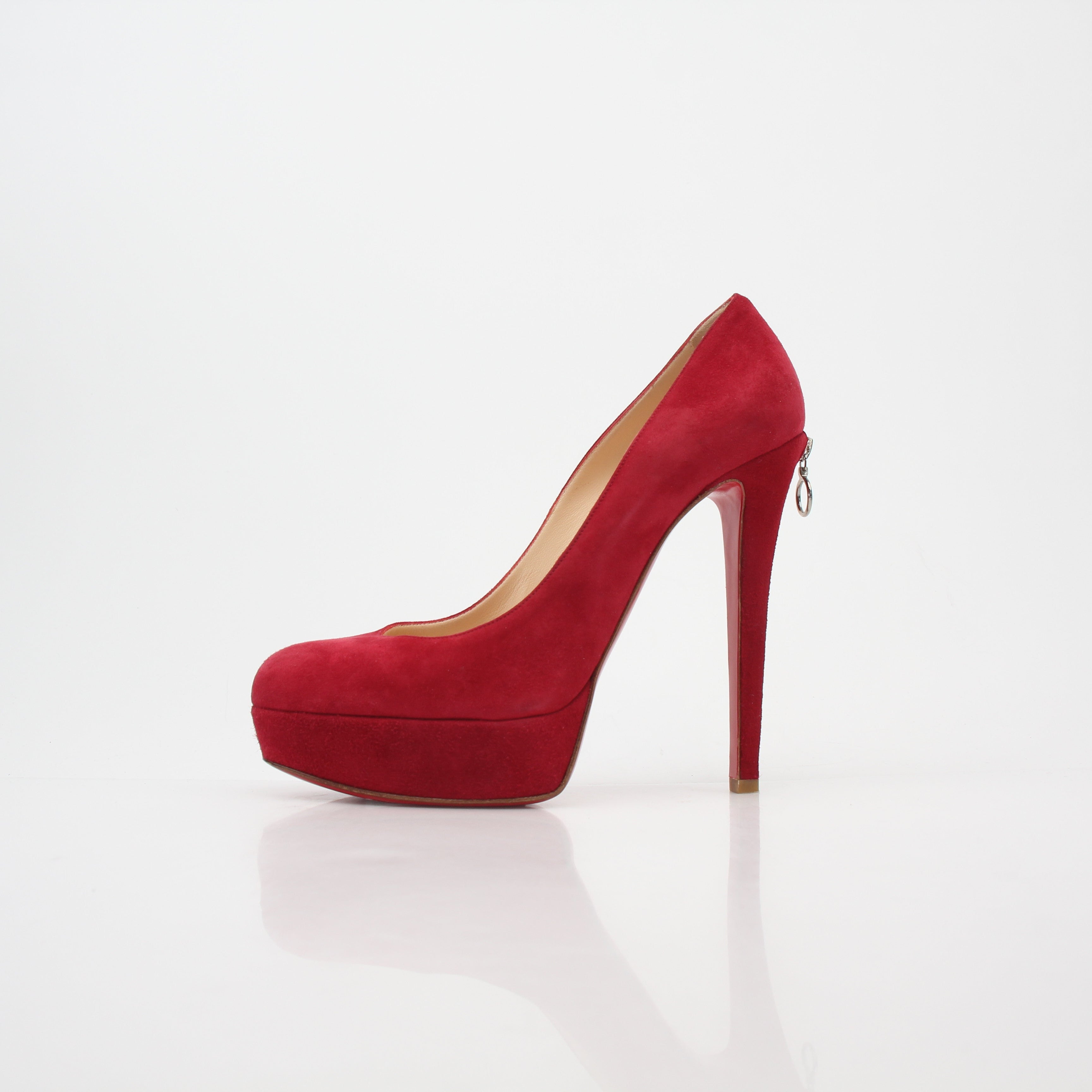 Christian Louboutin Red Biancazip Suede Platform Pumps