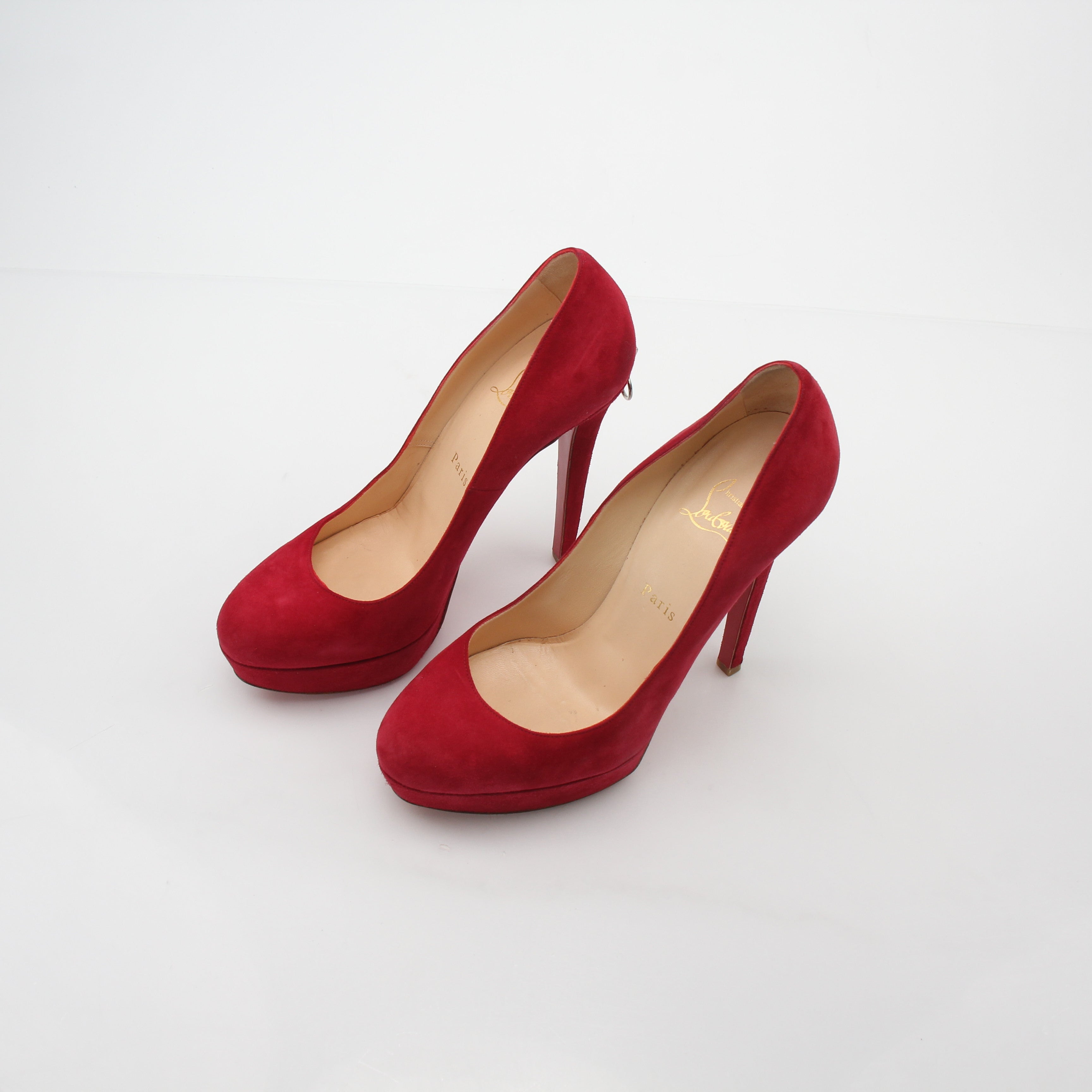 Christian Louboutin Red Biancazip Suede Platform Pumps