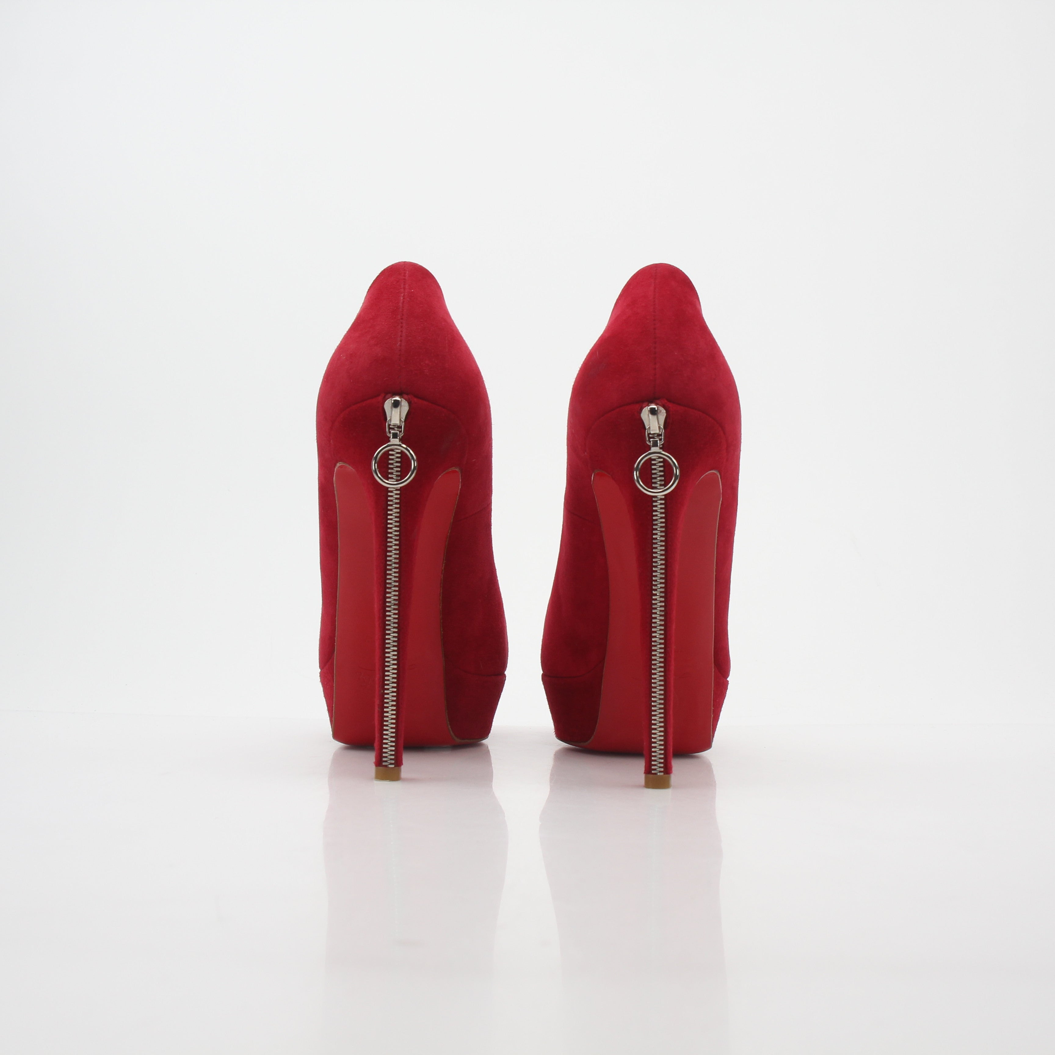 Christian Louboutin Red Biancazip Suede Platform Pumps