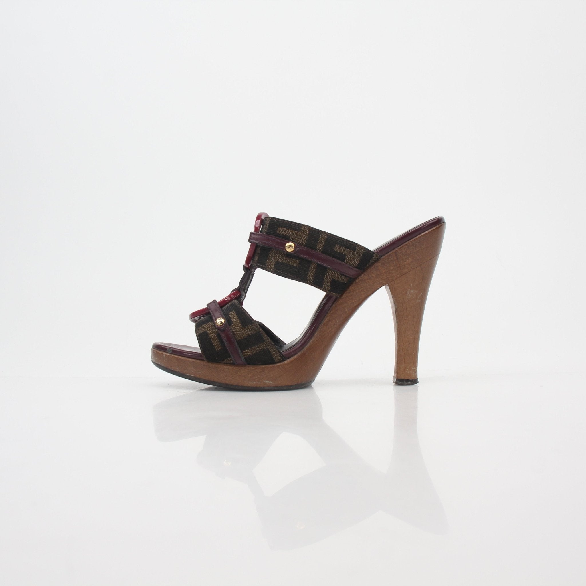 Fendi Brown Zucca Canvas Platform Sandals