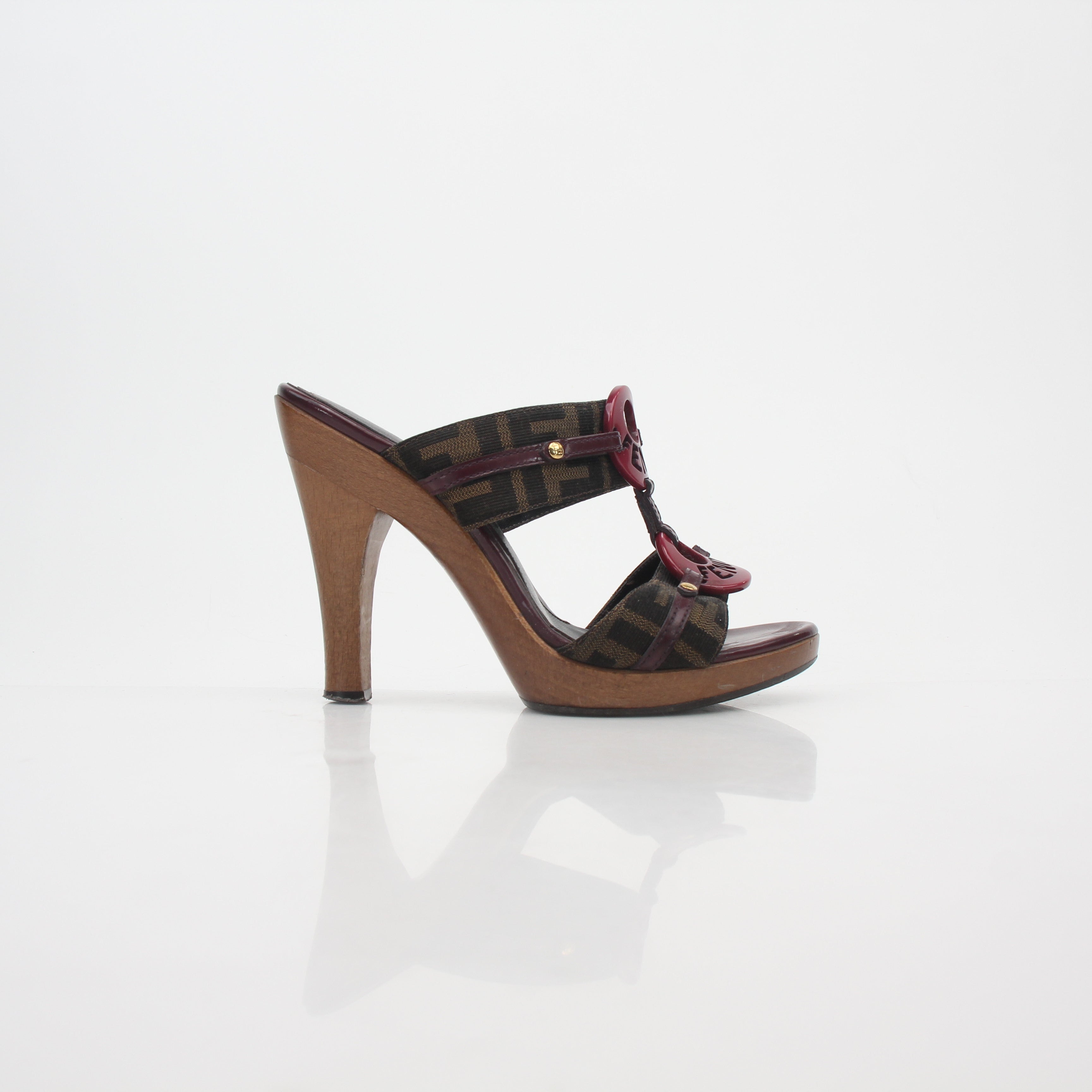 Fendi Brown Zucca Canvas Platform Sandals