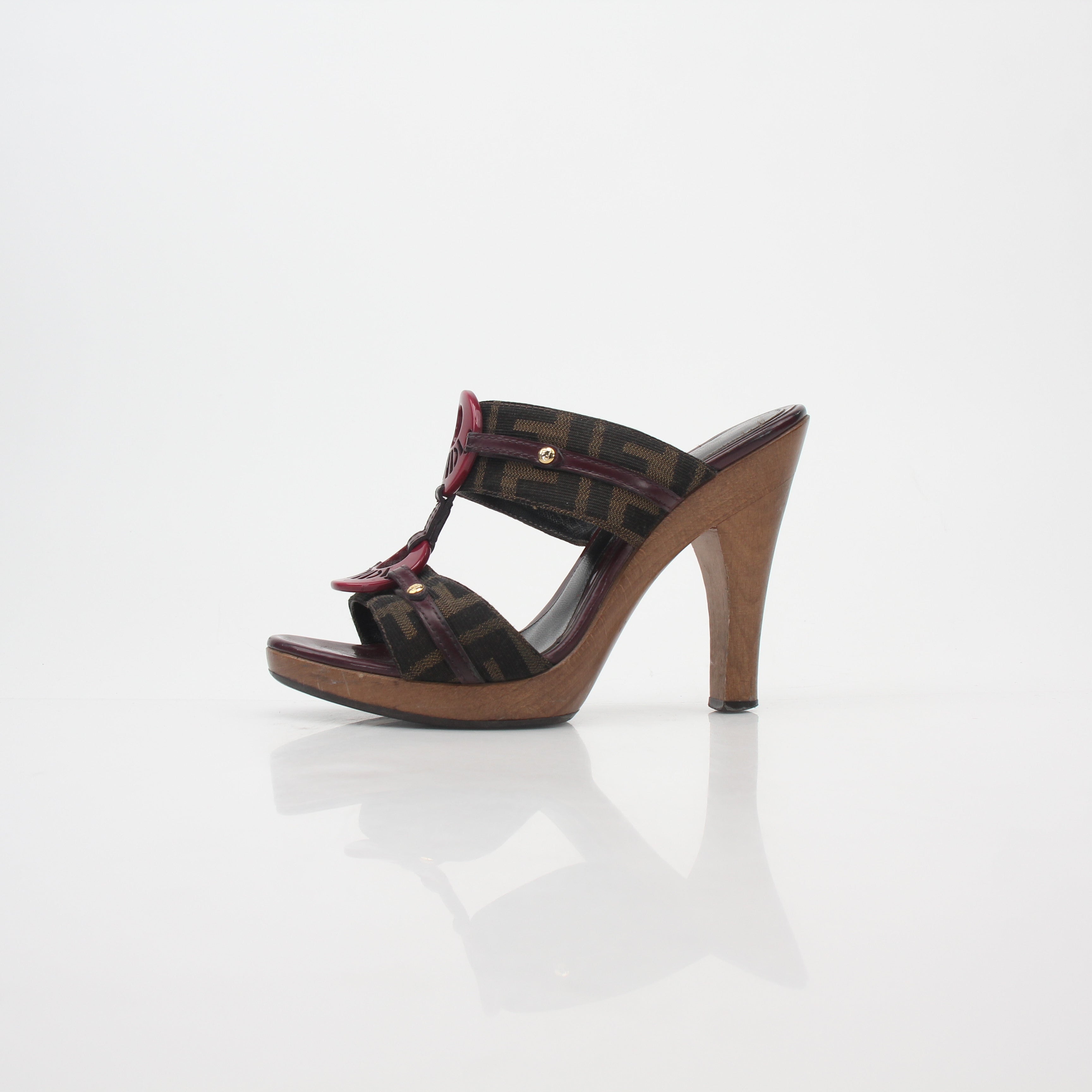 Fendi Brown Zucca Canvas Platform Sandals