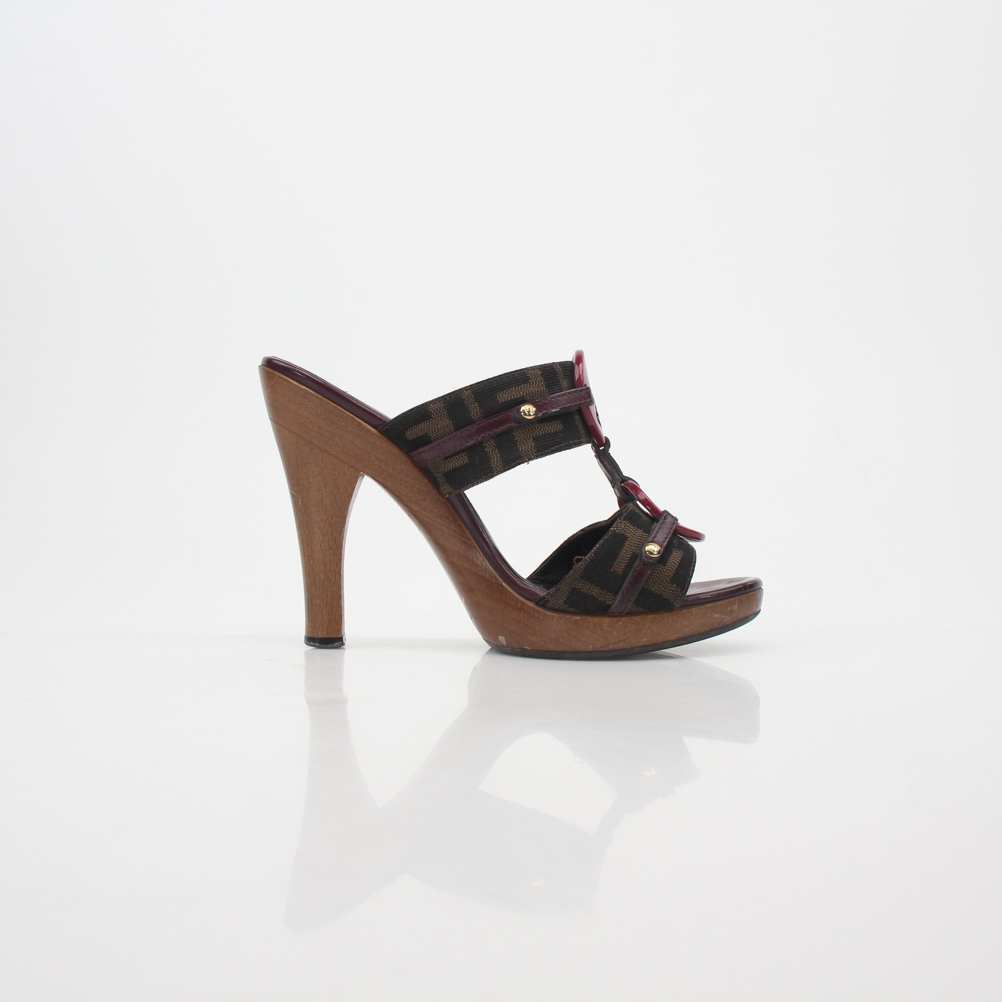 Fendi Brown Zucca Canvas Platform Sandals