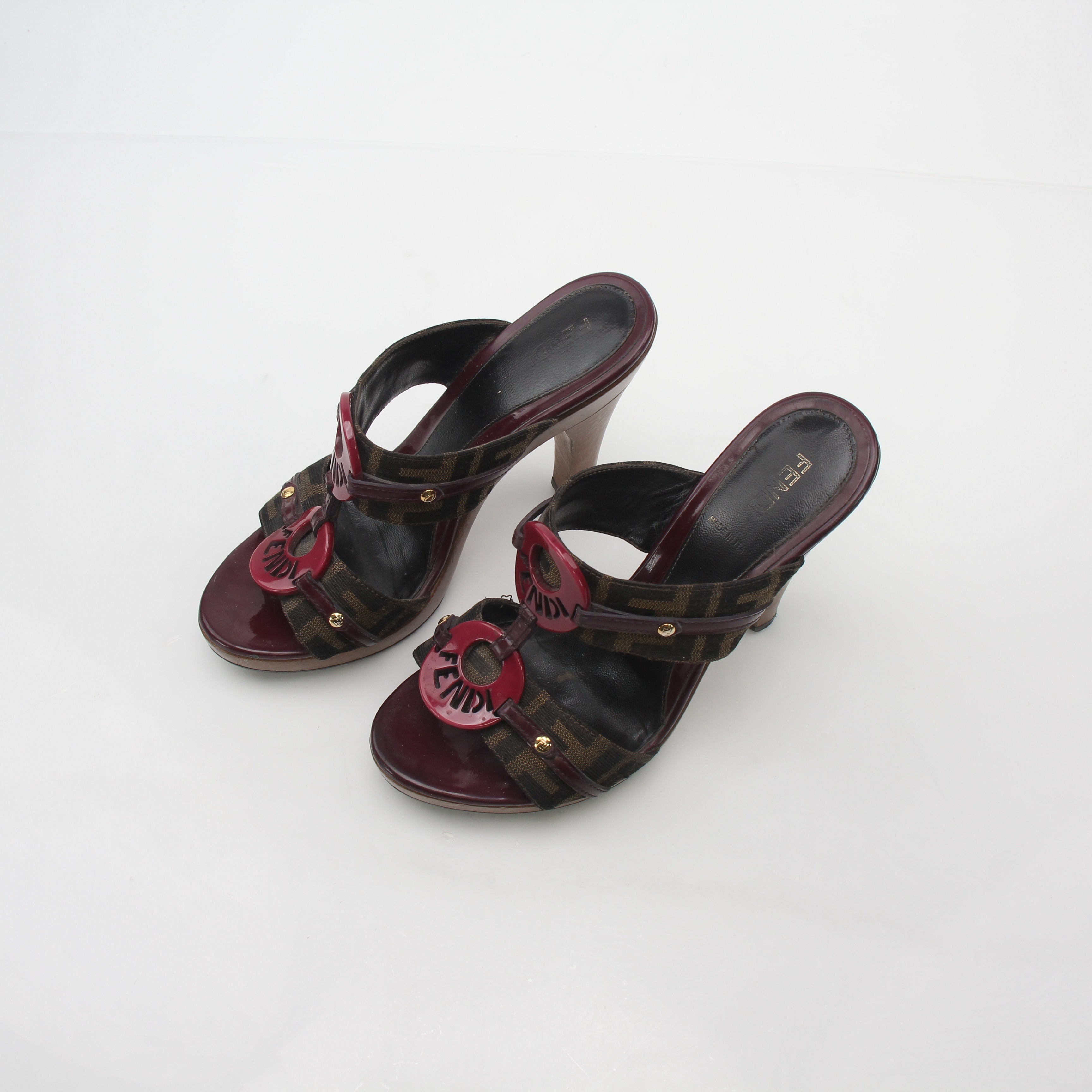 Fendi Brown Zucca Canvas Platform Sandals