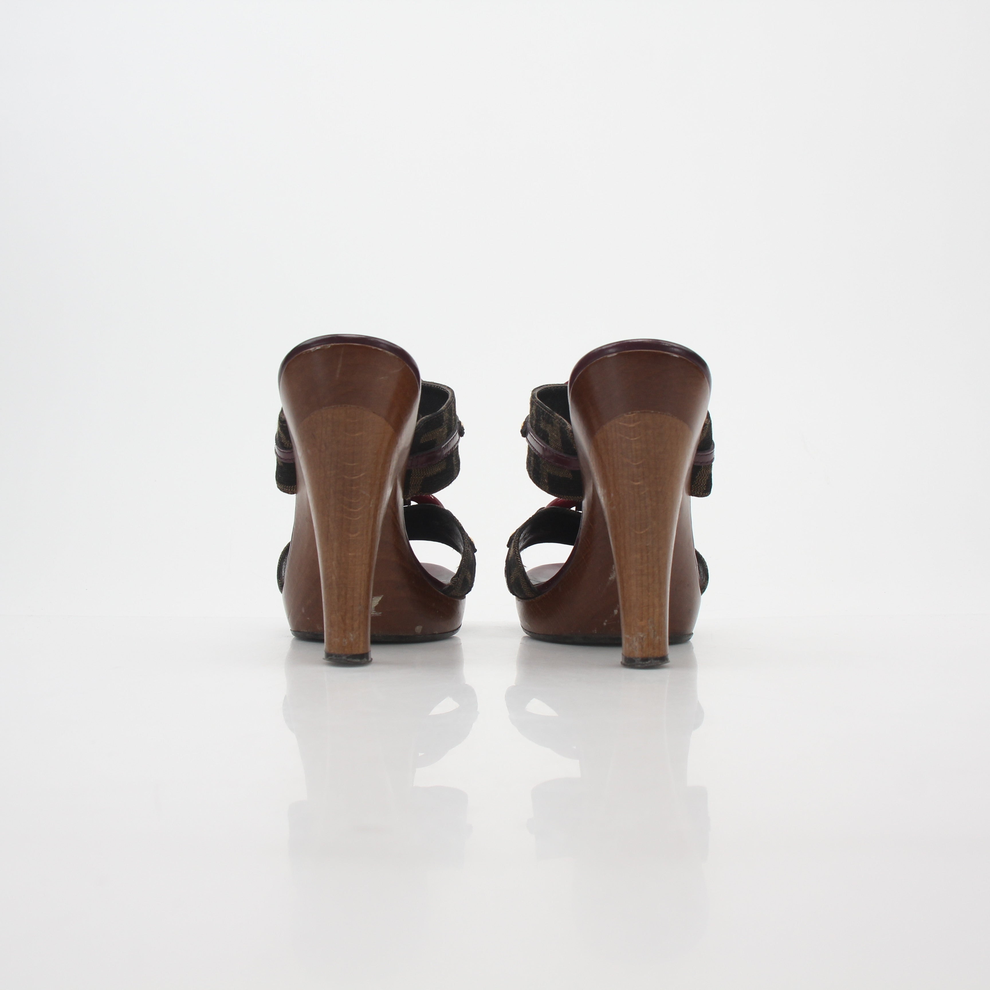 Fendi Brown Zucca Canvas Platform Sandals