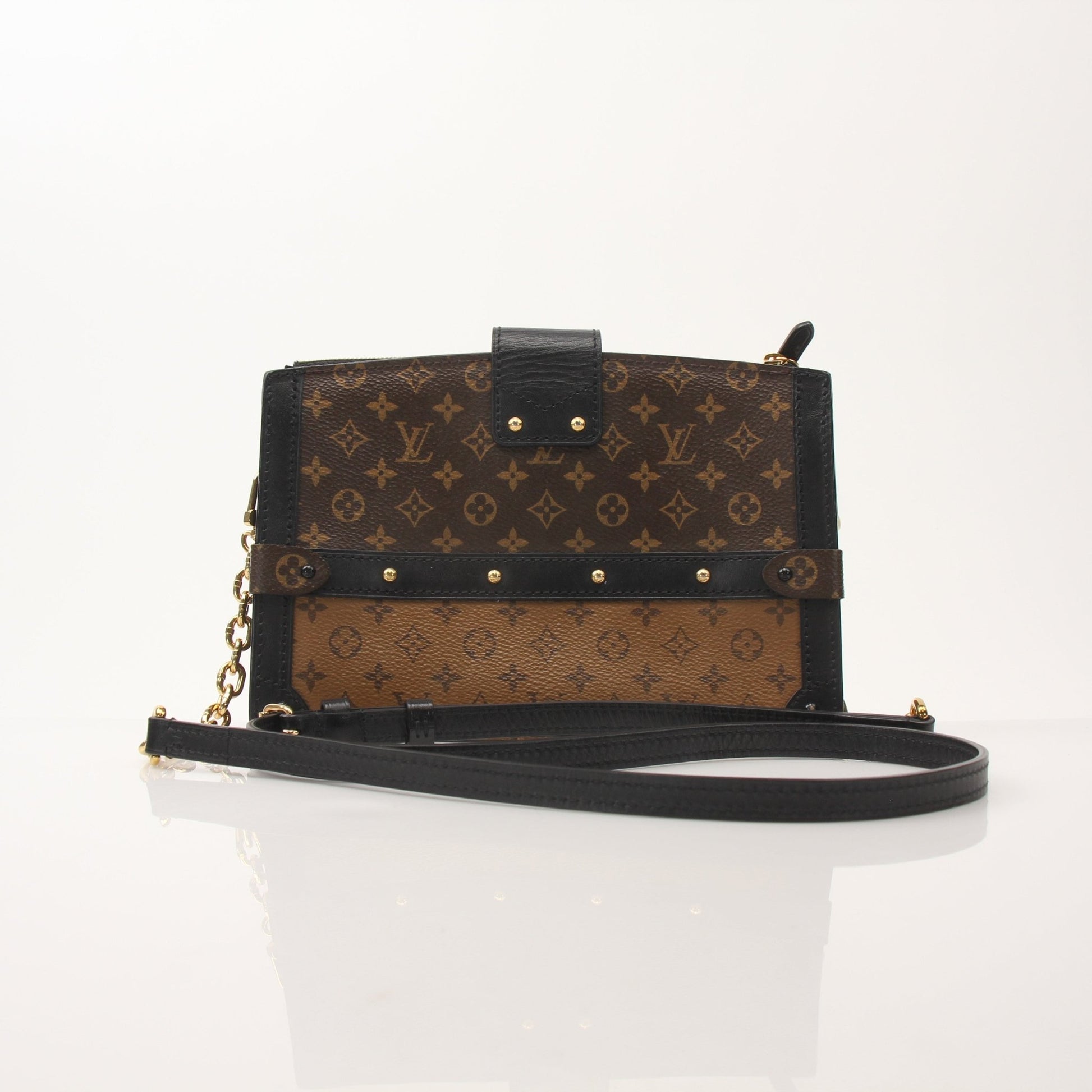 Louis Vuitton Monogram Trunk Crossbody Bag by Gold & Beyond, showcasing the iconic monogram pattern and compact handbag design.