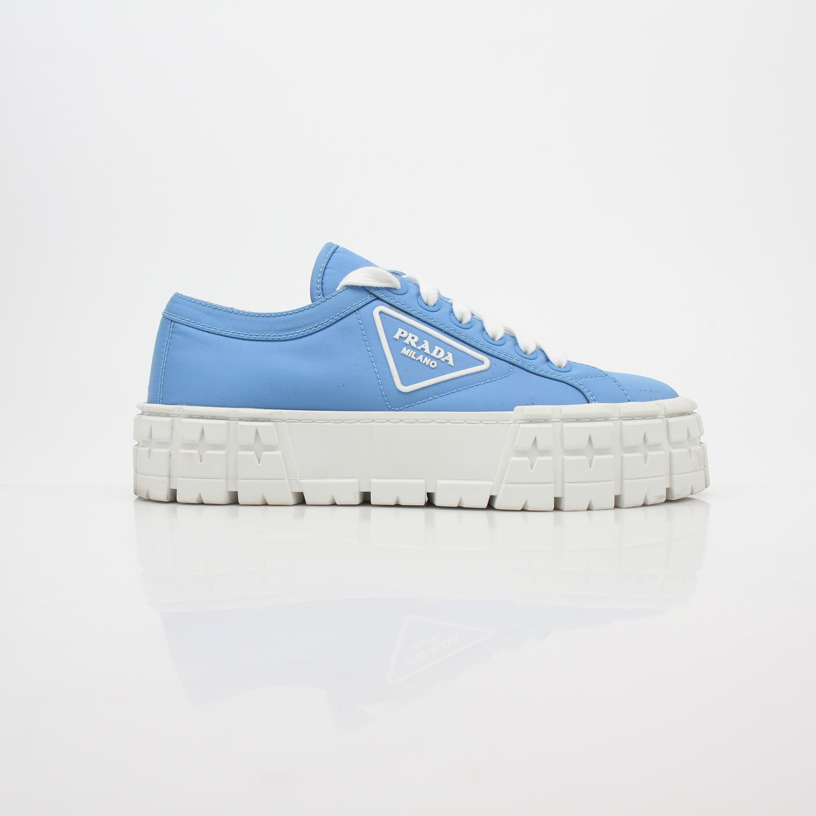 Prada Light Blue Double Wheel Low Top Sneakers