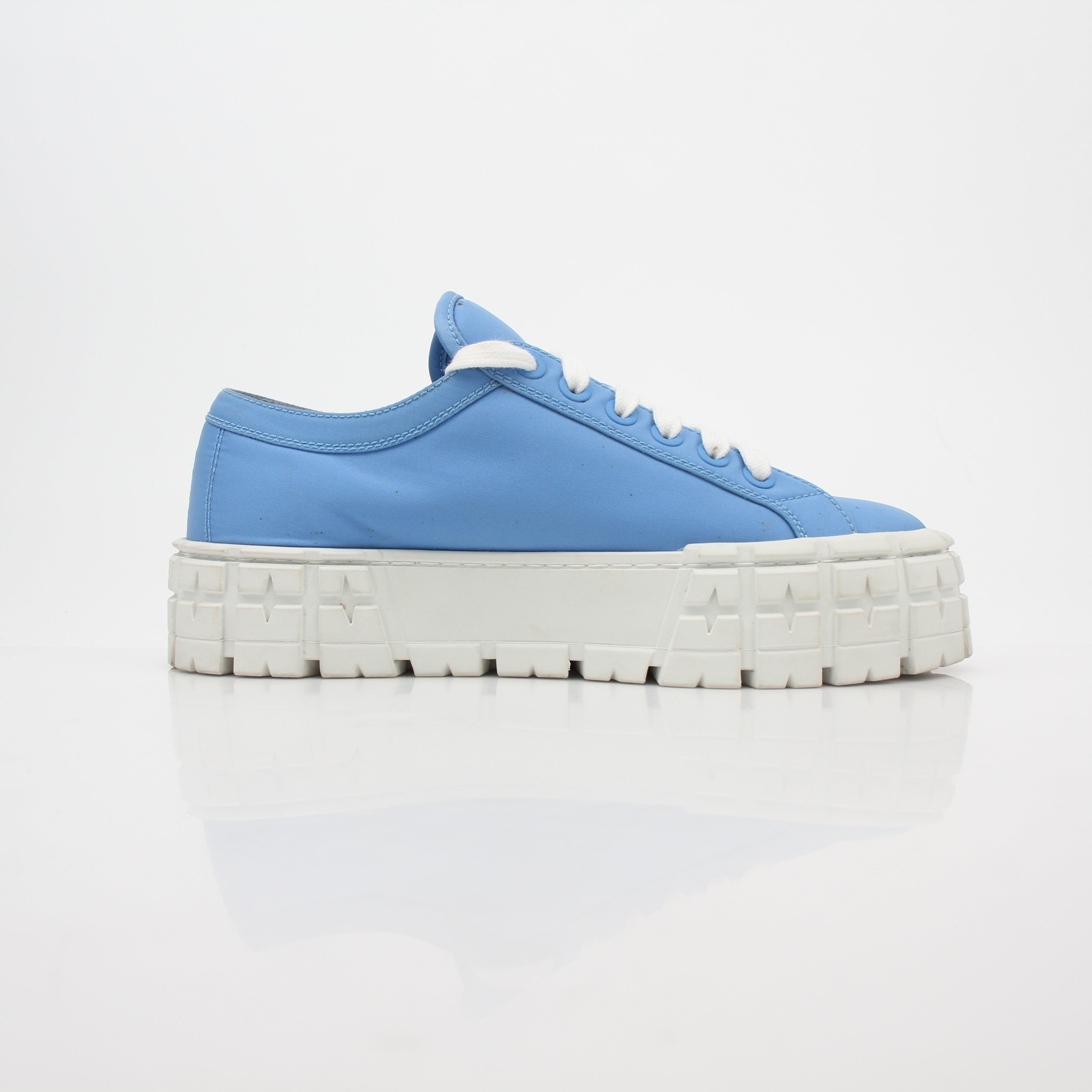 Prada Light Blue Double Wheel Low Top Sneakers