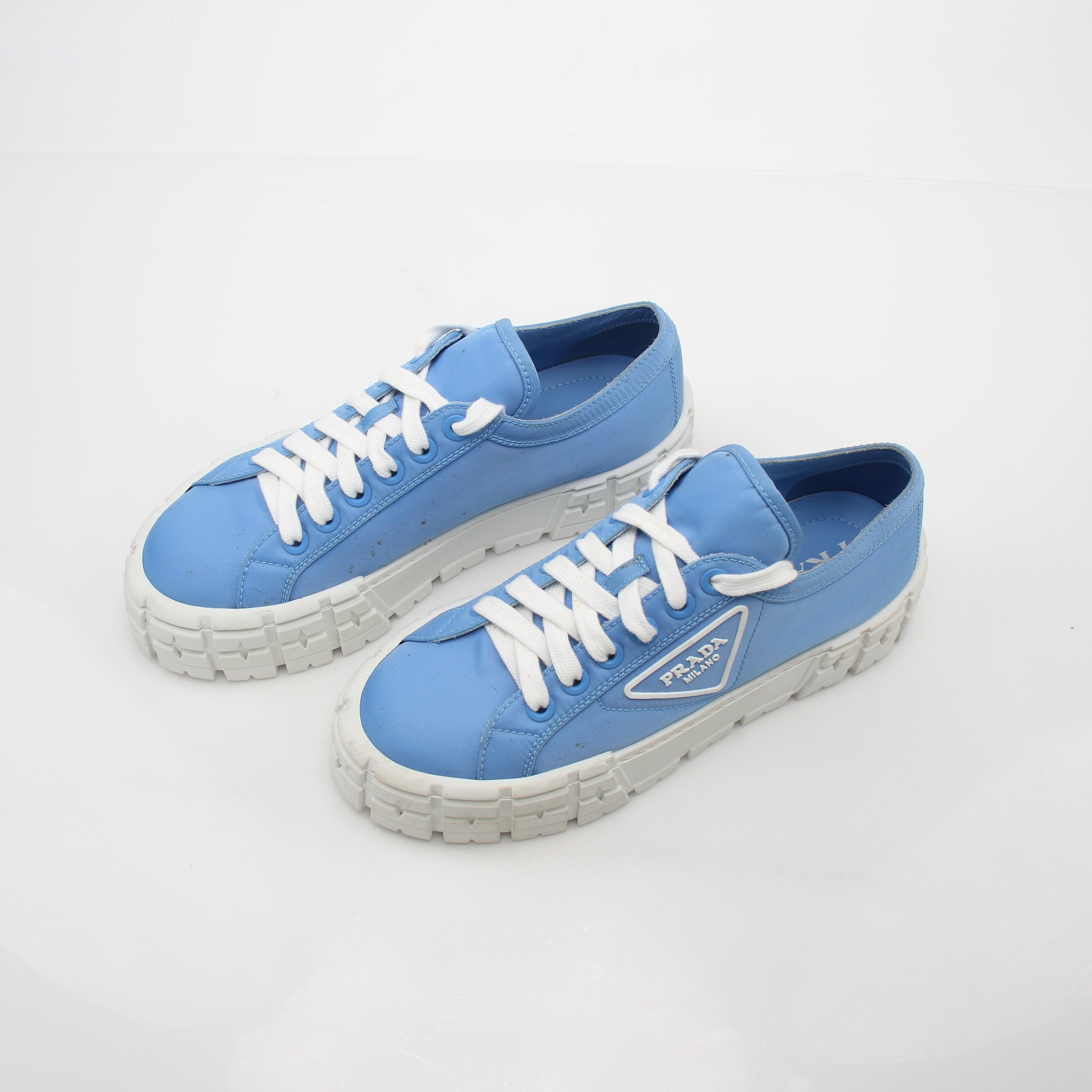 Prada Light Blue Double Wheel Low Top Sneakers
