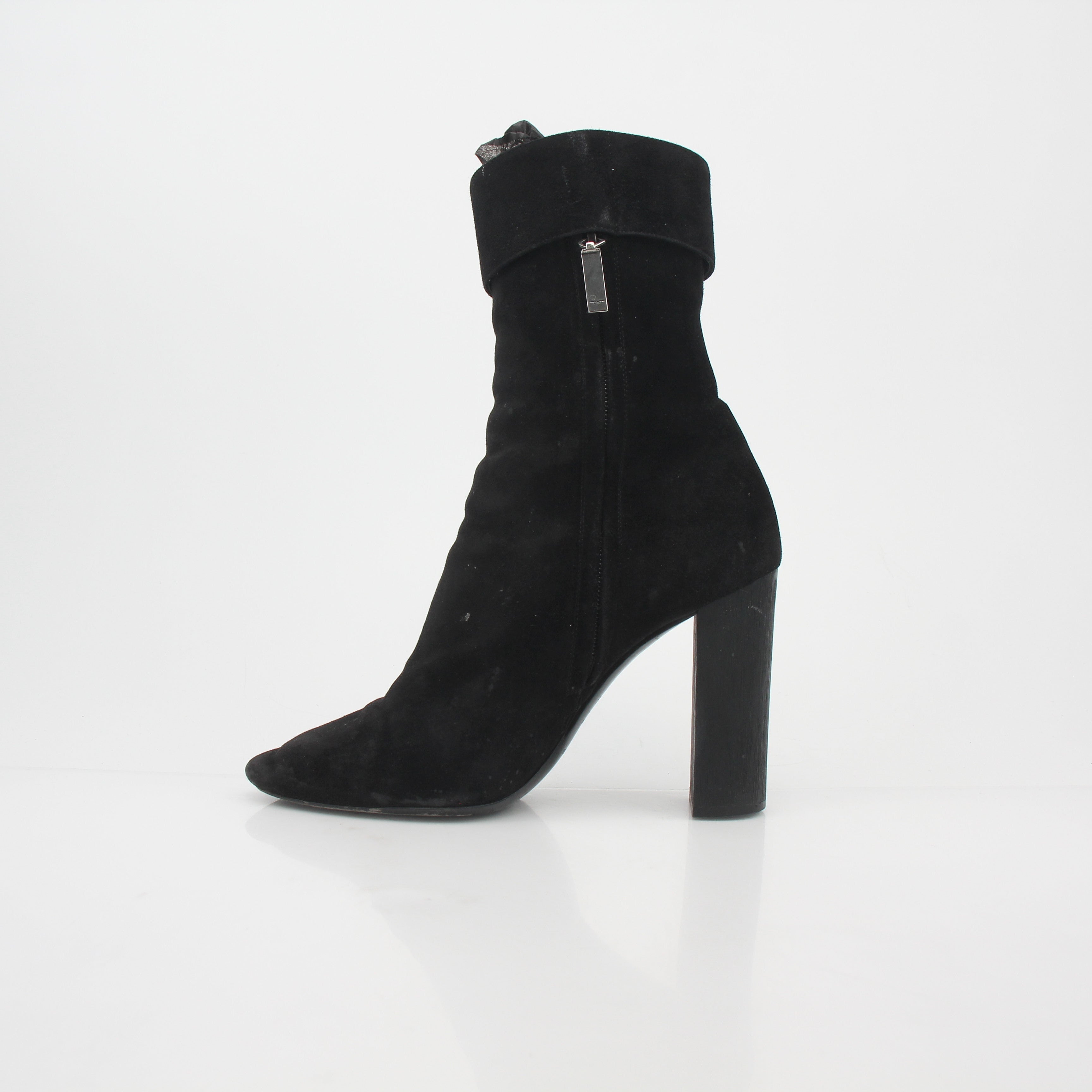 Saint Laurent Black Suede Joplin Buckle Ankle Boots