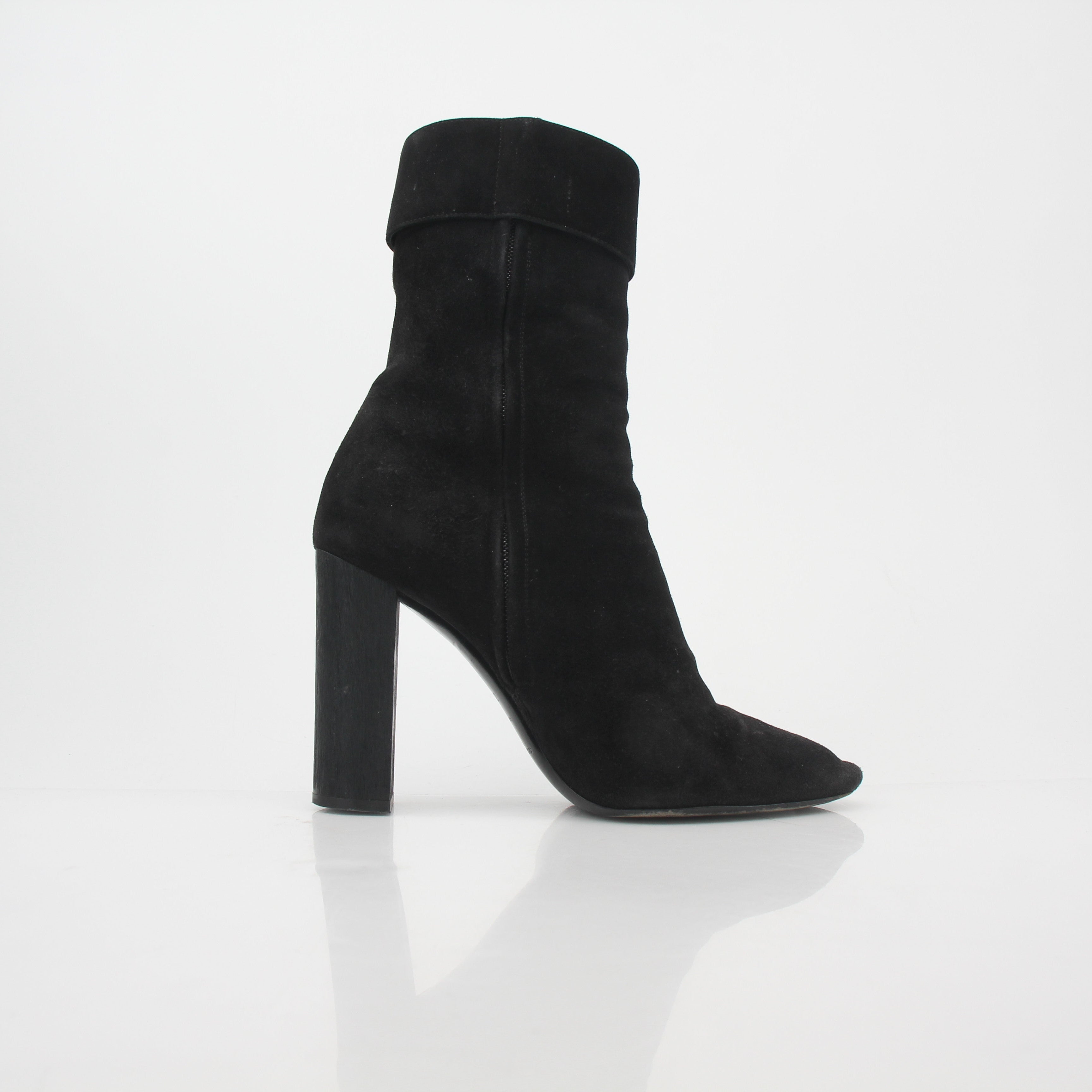 Saint Laurent Black Suede Joplin Buckle Ankle Boots