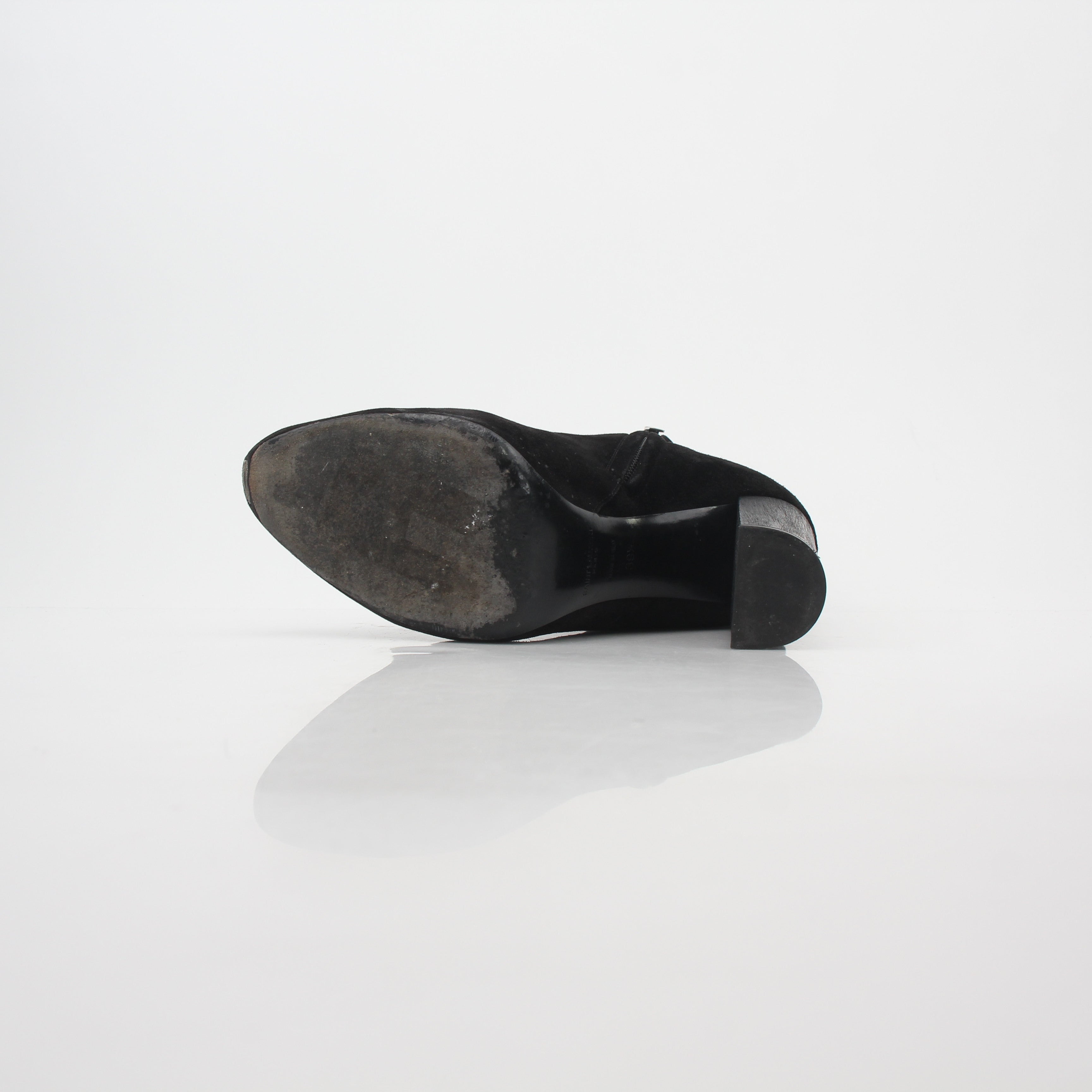 Saint Laurent Black Suede Joplin Buckle Ankle Boots