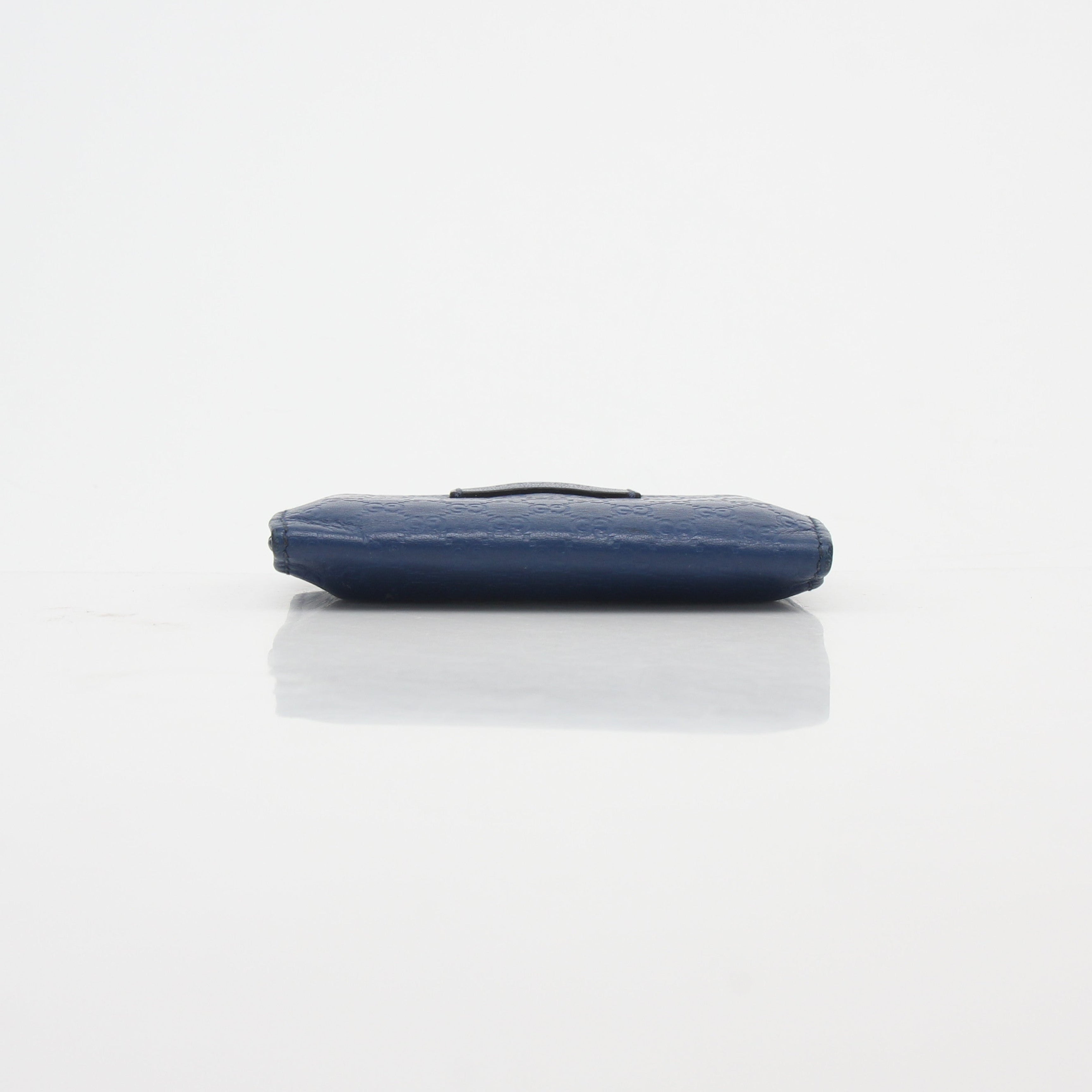 Gucci Blue Micro Guccissima Leather Flap Card Case Wallet