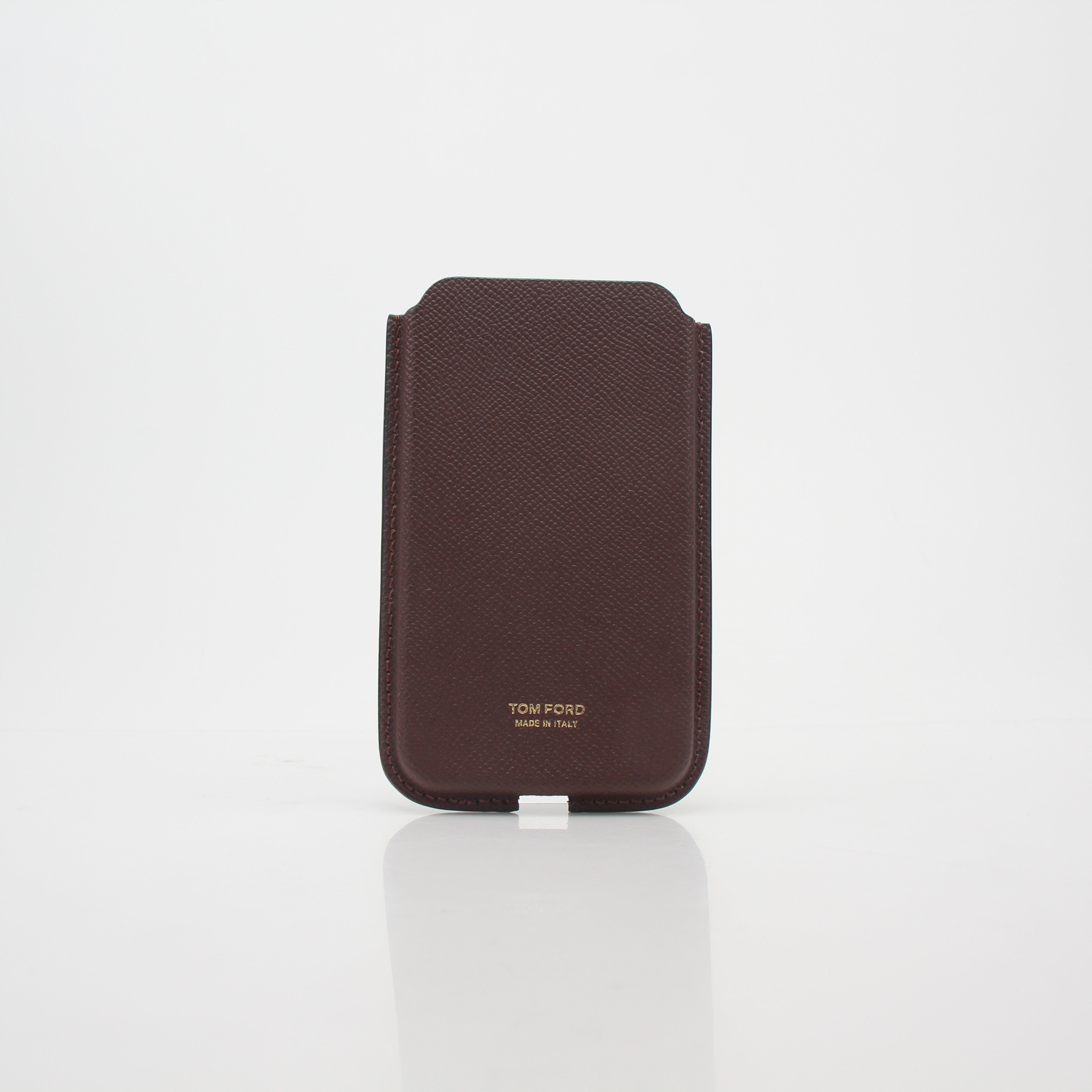 Tom Ford Burgundy Leather Phone Case with Lanyard