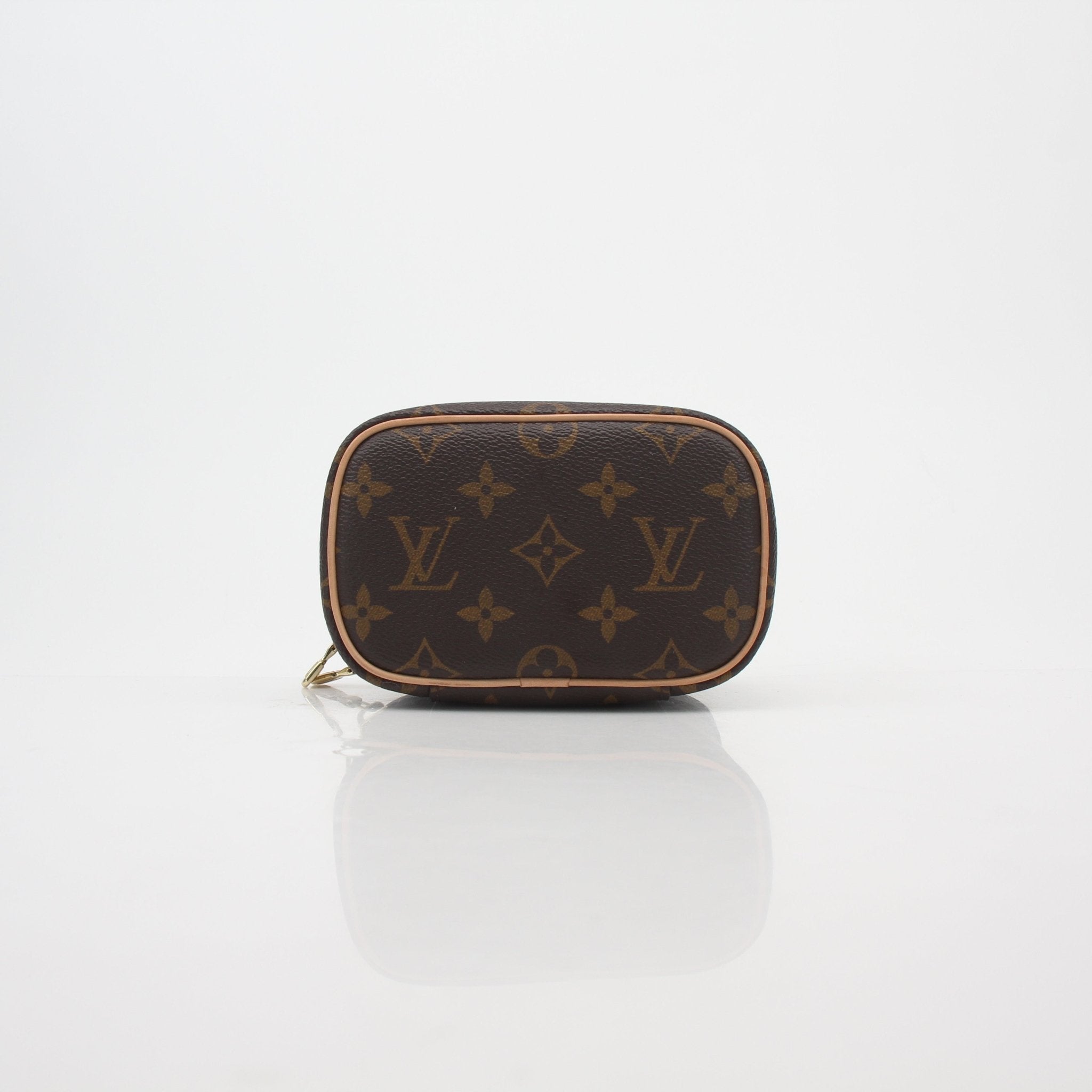 Louis Vuitton Monogram Nice Nano Vanity Case by Gold & Beyond, compact travel vanity with monogram pattern and gold-tone accents.