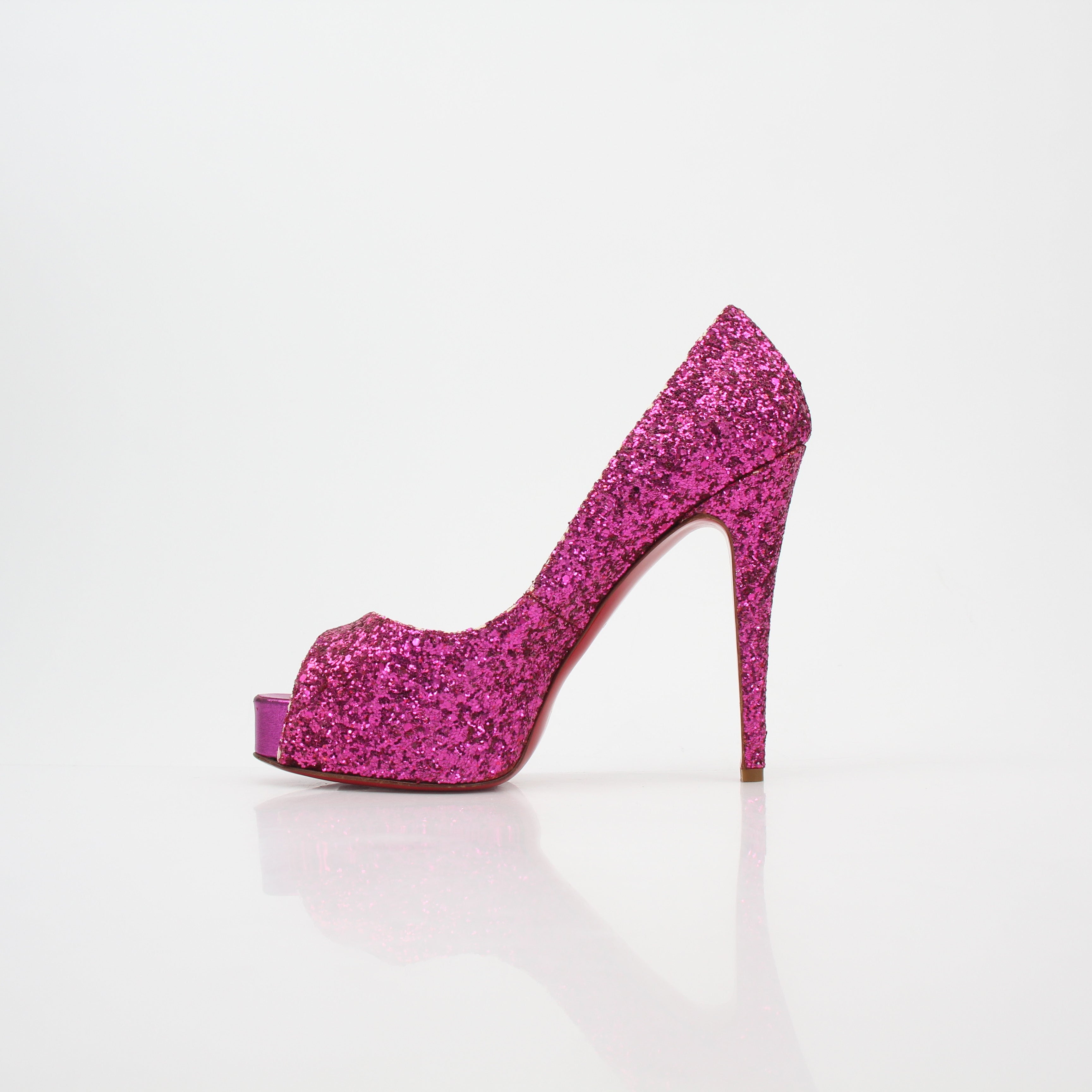Christian Louboutin Pink Glitter Very Privé Platform Heels