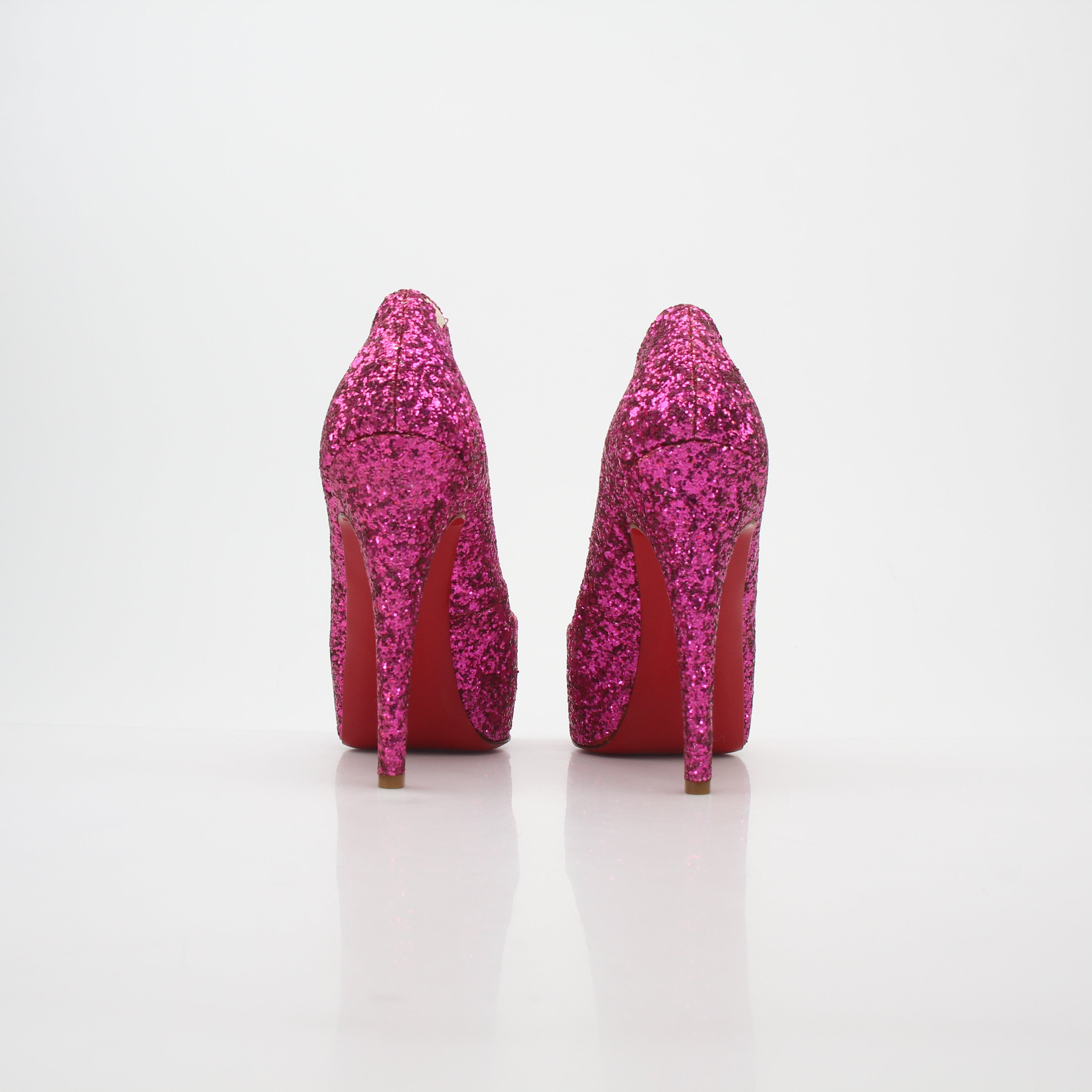 Christian Louboutin Pink Glitter Very Privé Platform Heels