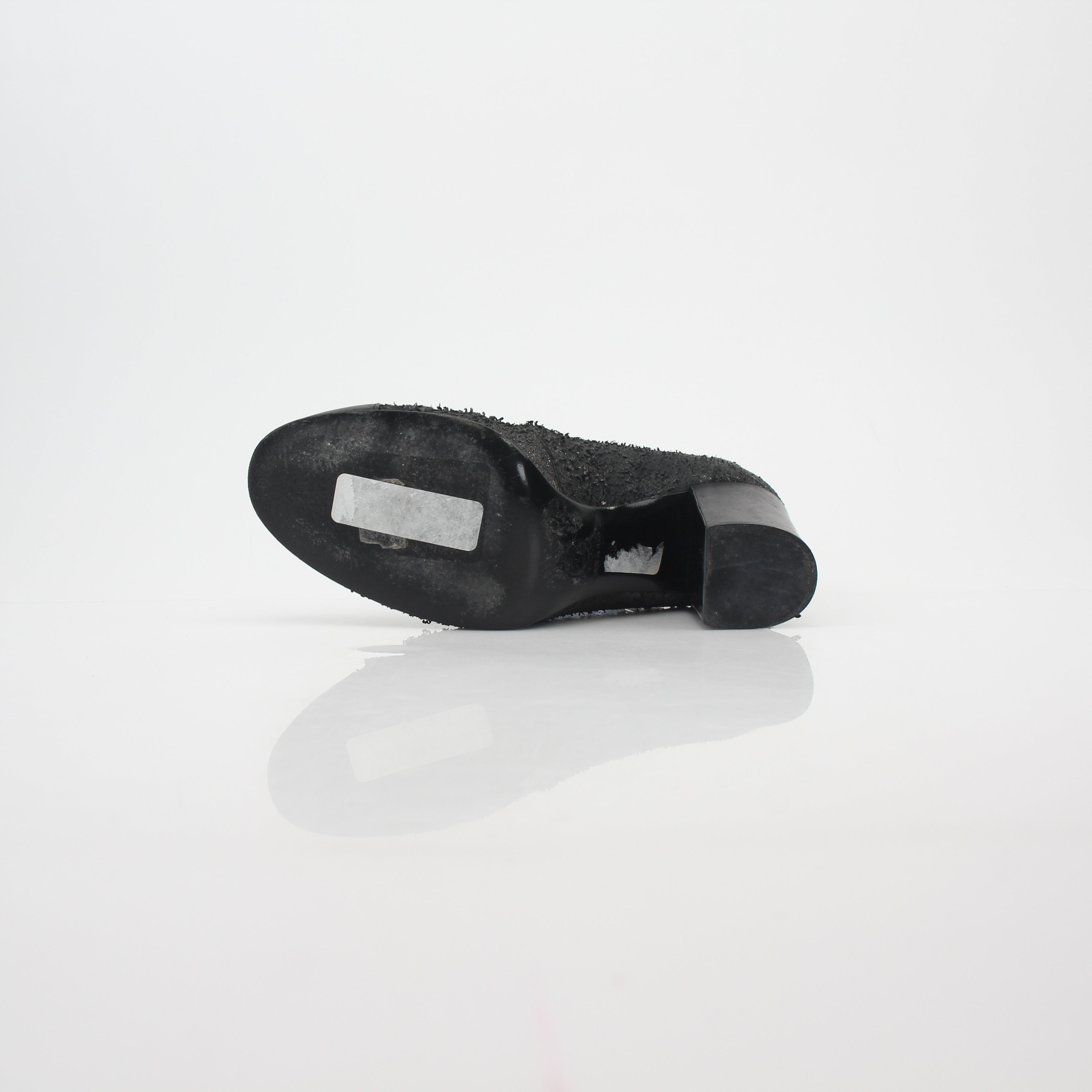 Chanel Black Distressed Cutout Ankle Boots