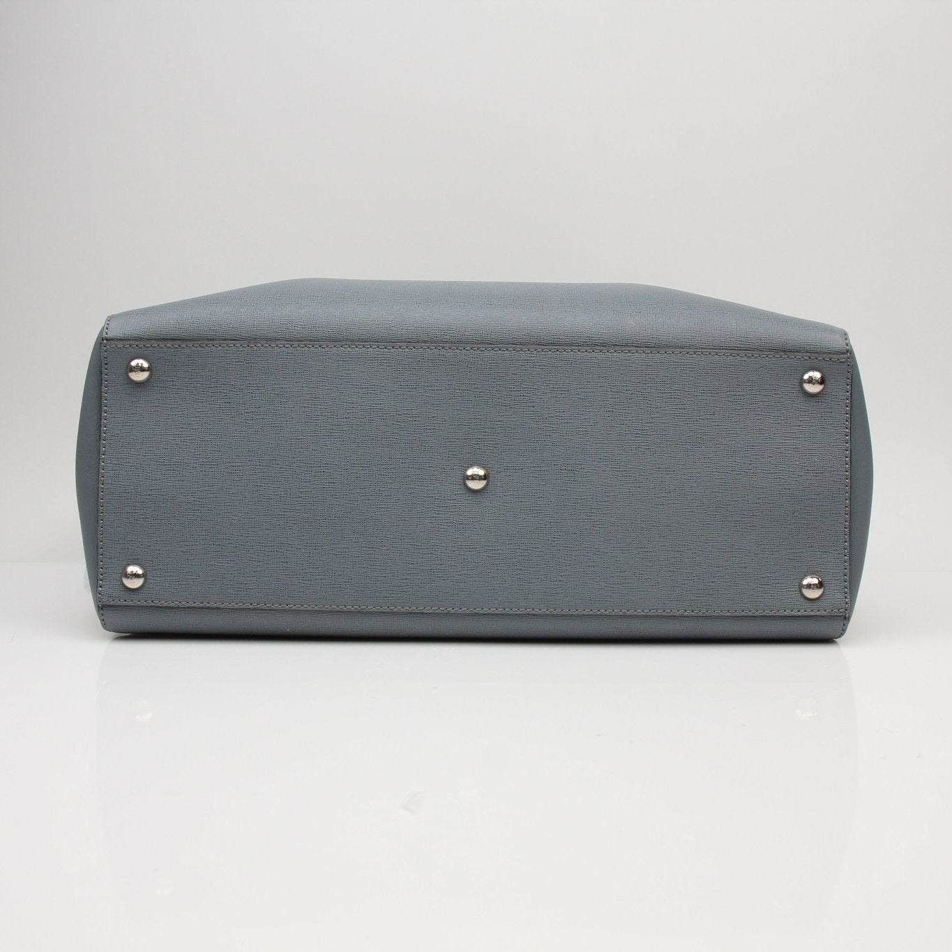 Fendi 2Jours medium textured leather tote handbag with dual top handles and silver hardware, showcasing a stylish accessory.