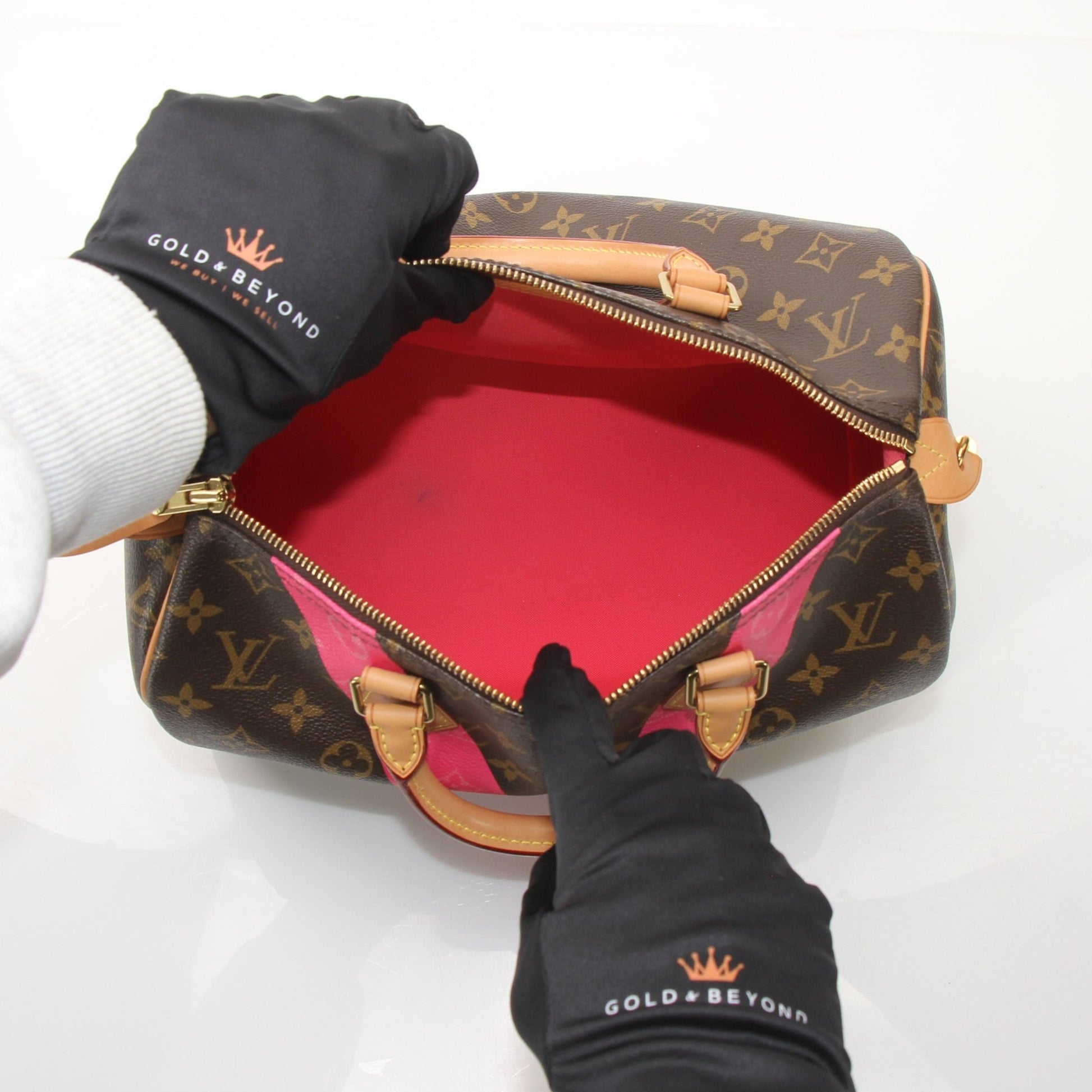Louis Vuitton Speedy 30 Monogram V tote handbag by Gold & Beyond, featuring the signature monogram canvas and leather handles.