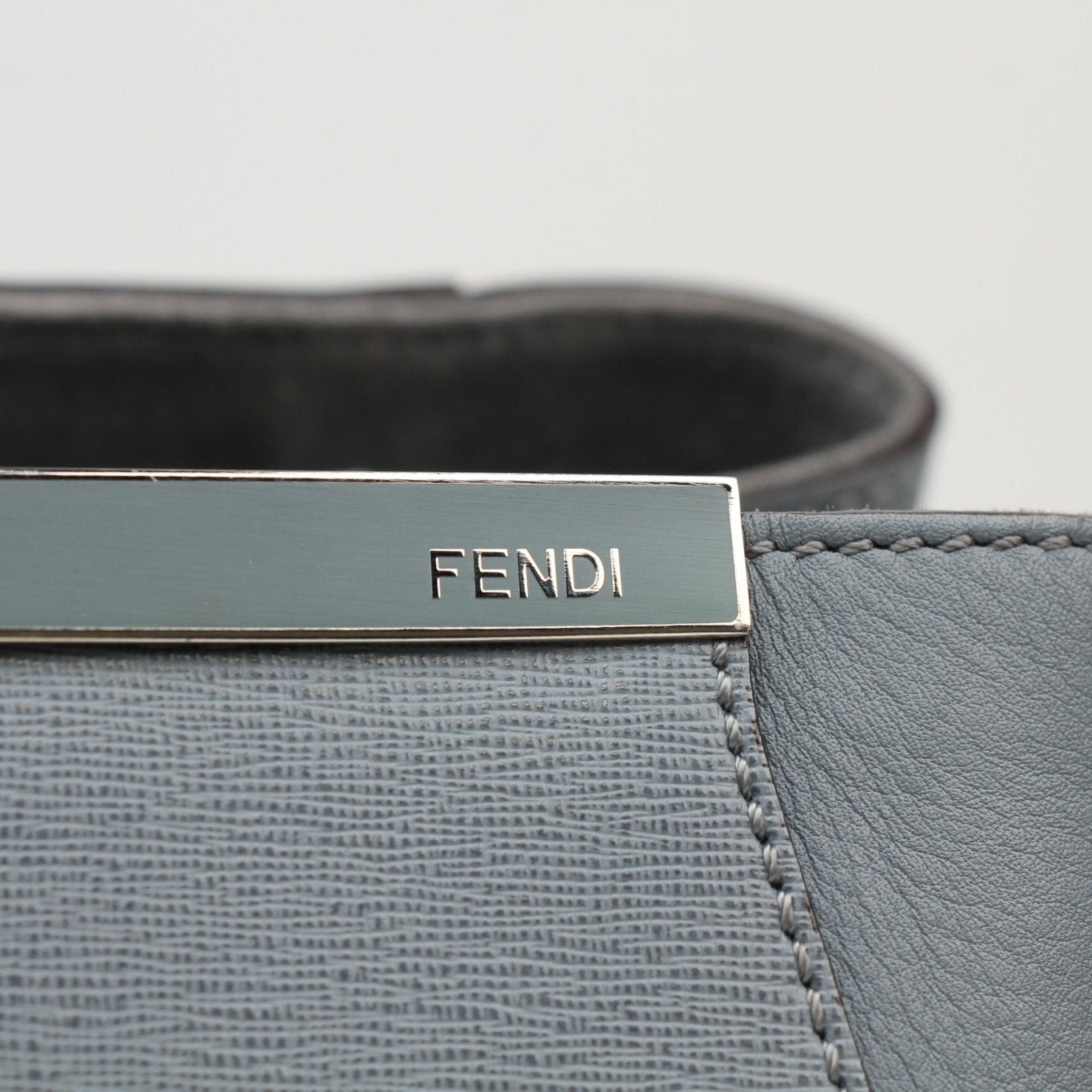 Fendi 2Jours medium textured leather tote handbag with top handles and gold hardware, stylish and spacious for everyday use.