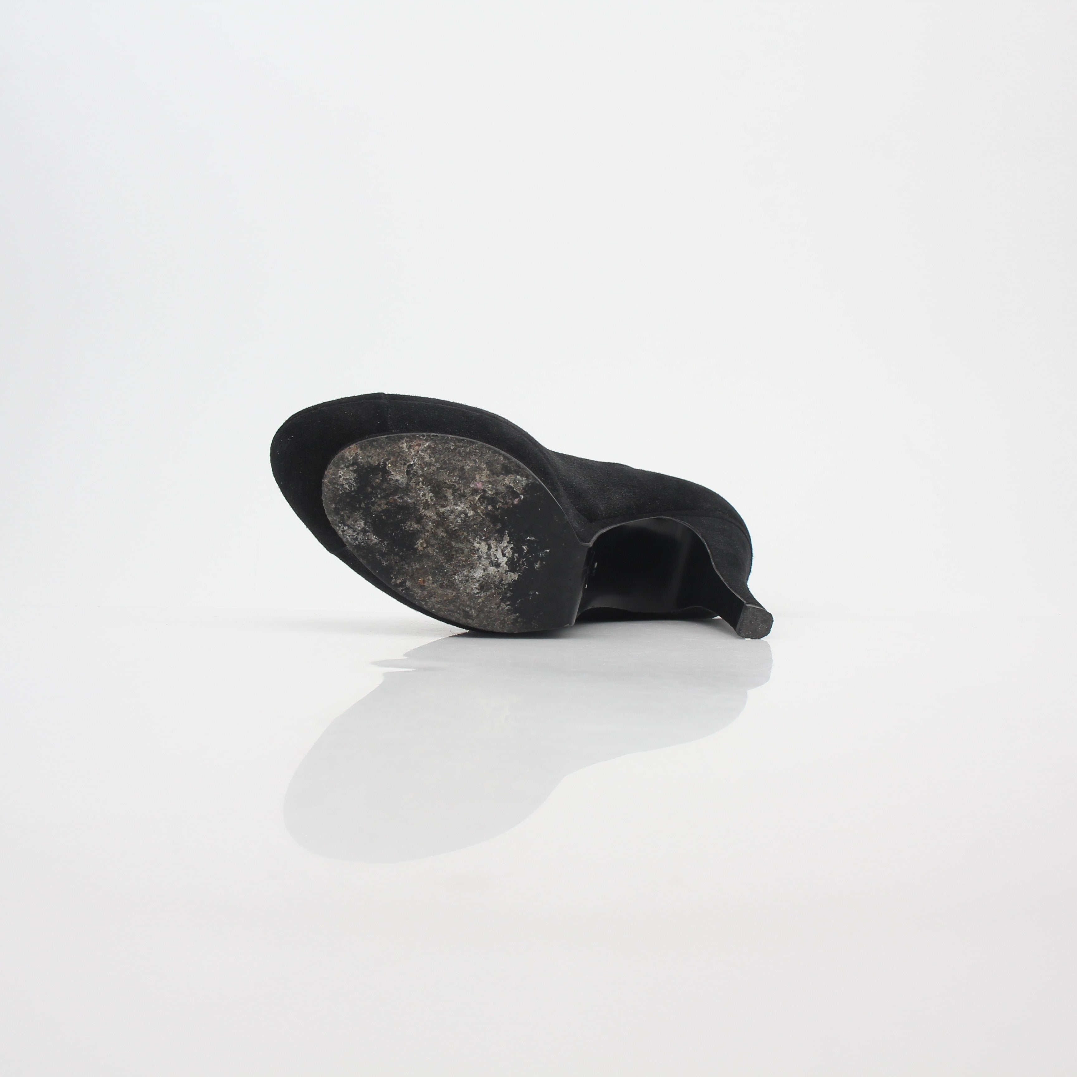 Chanel Black Suede Round-Toe Platform Pumps