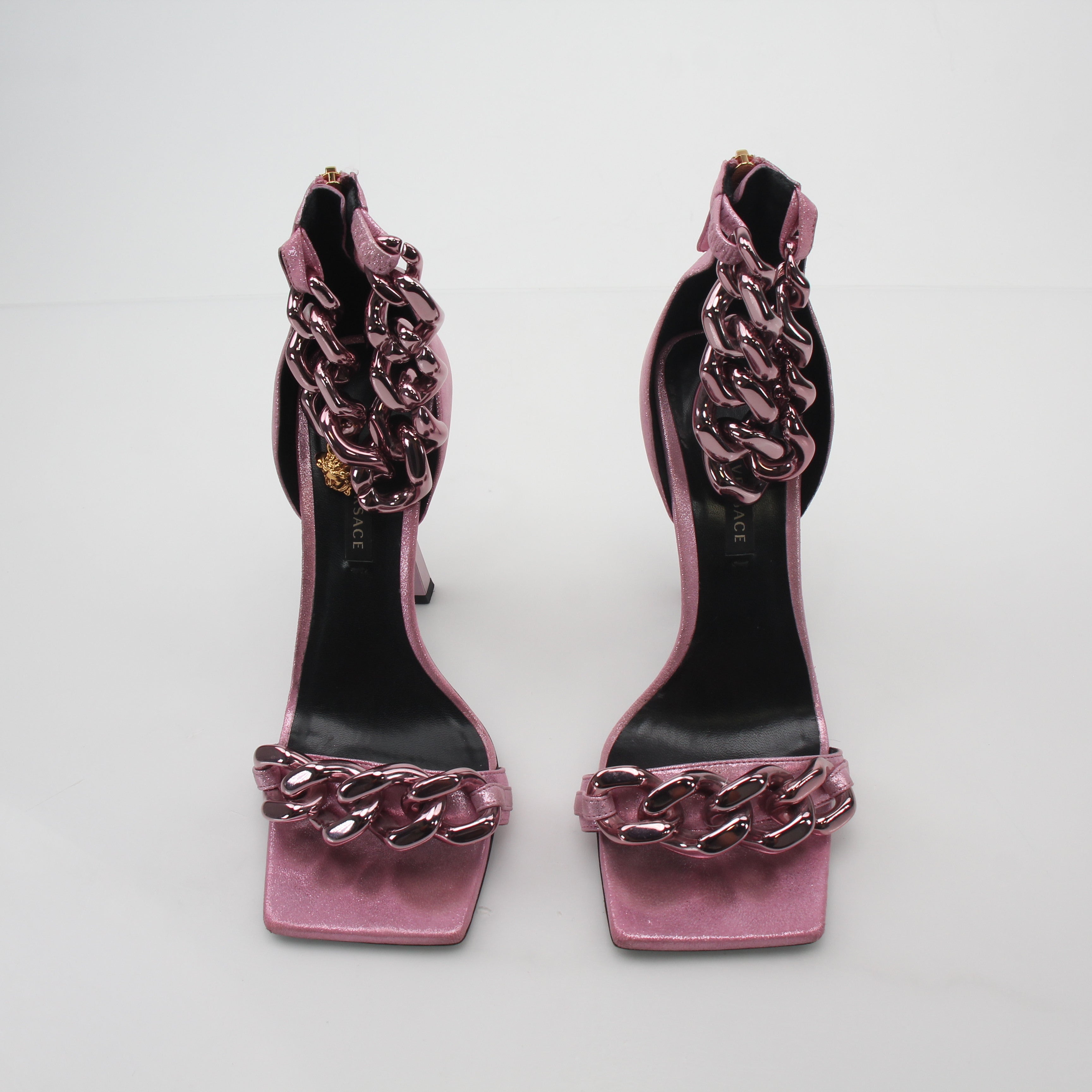 Versace Pink Medusa Chain Sandals