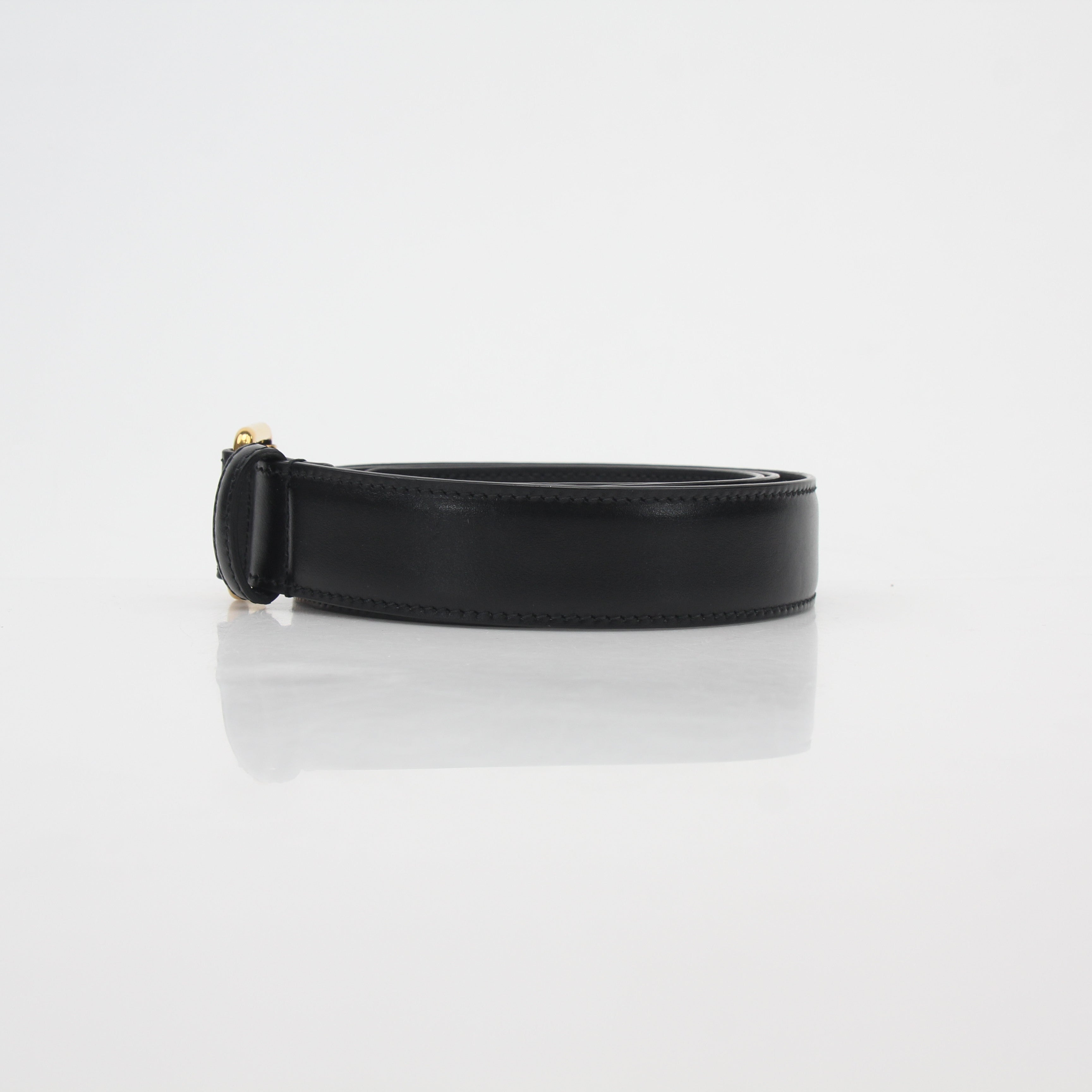Gucci Black Smooth Leather Square Buckle Belt