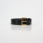 Gucci Black Smooth Leather Square Buckle Belt
