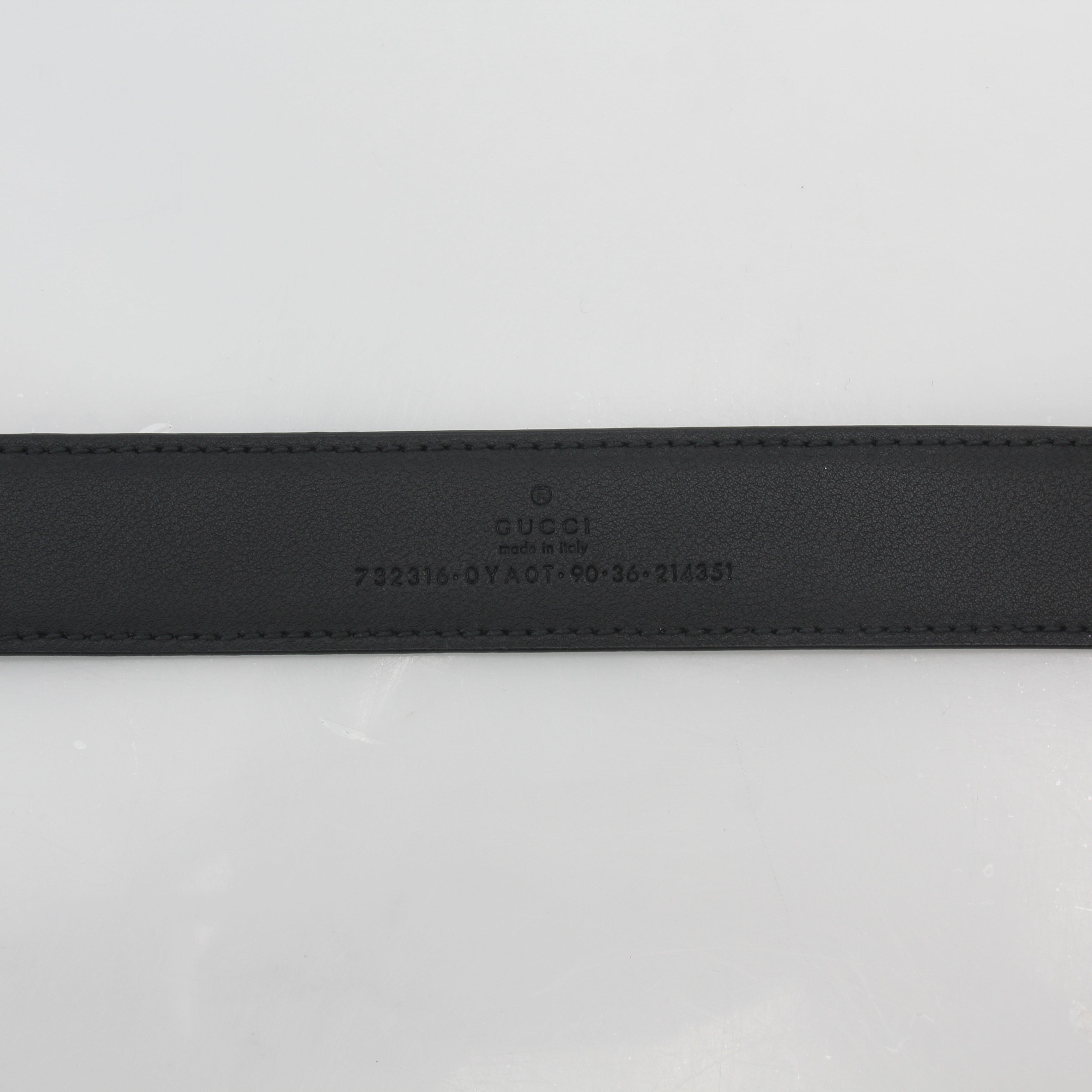 Gucci Black Smooth Leather Square Buckle Belt