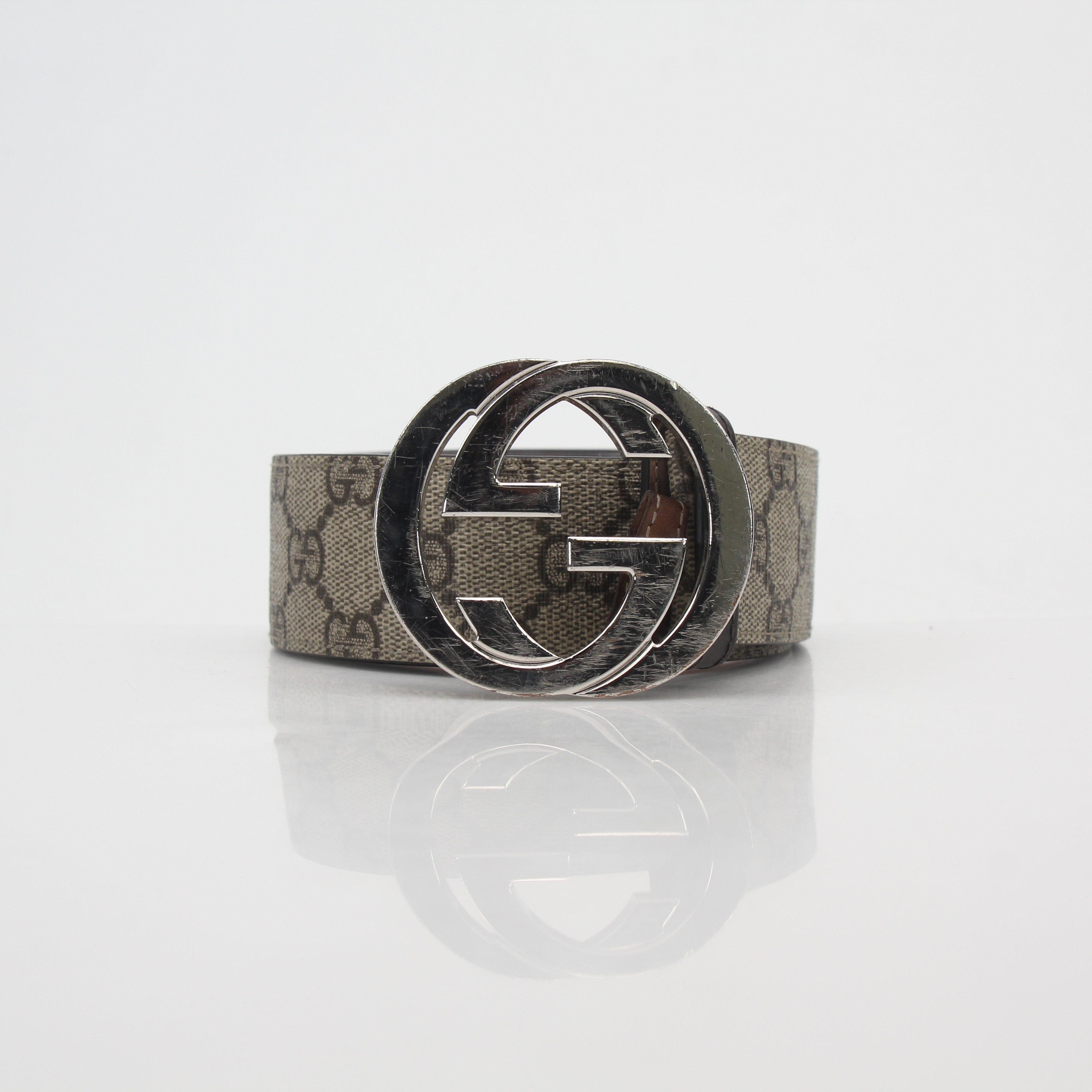 Gucci Beige Ebony GG Supreme Interlocking G Belt
