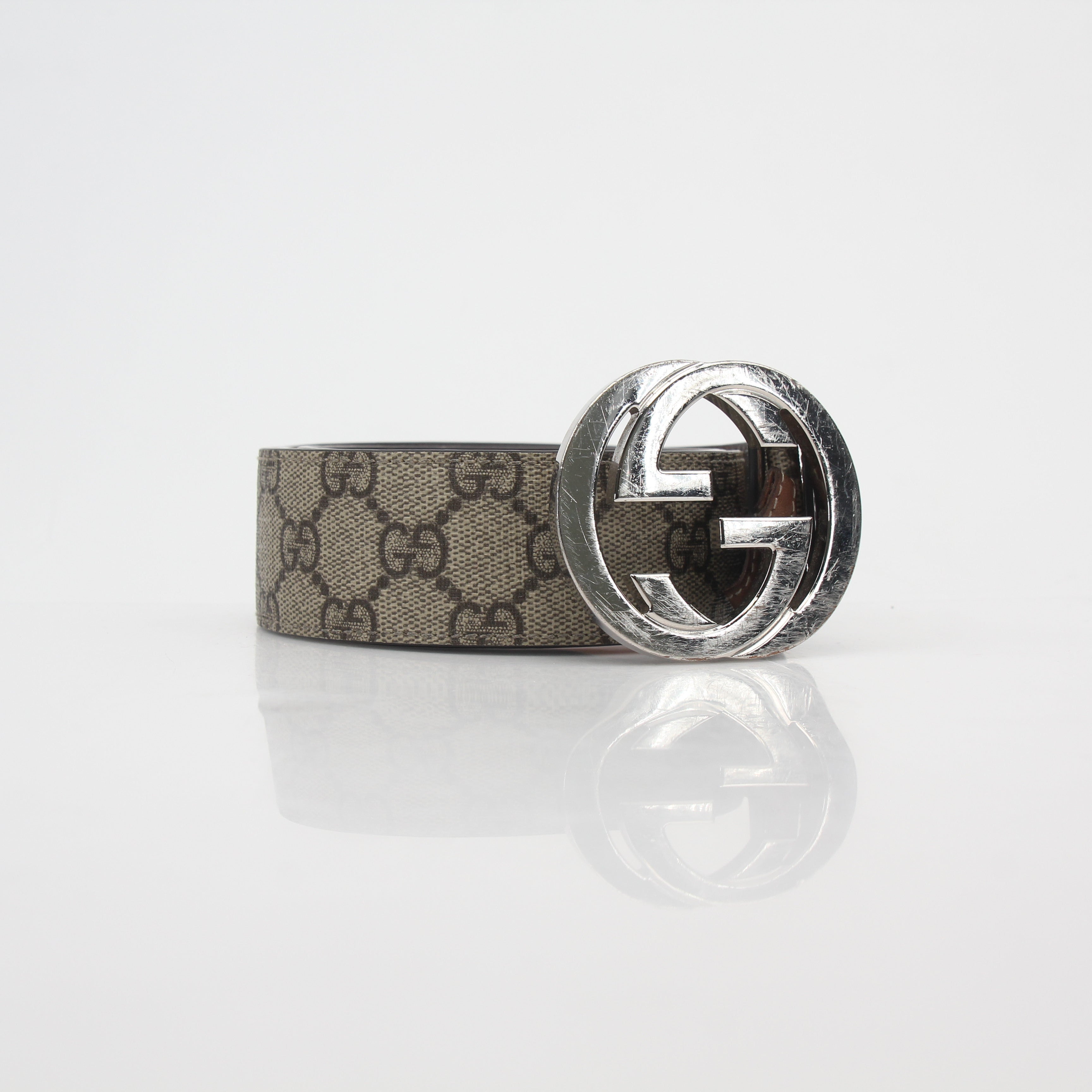 Gucci Beige Ebony GG Supreme Interlocking G Belt