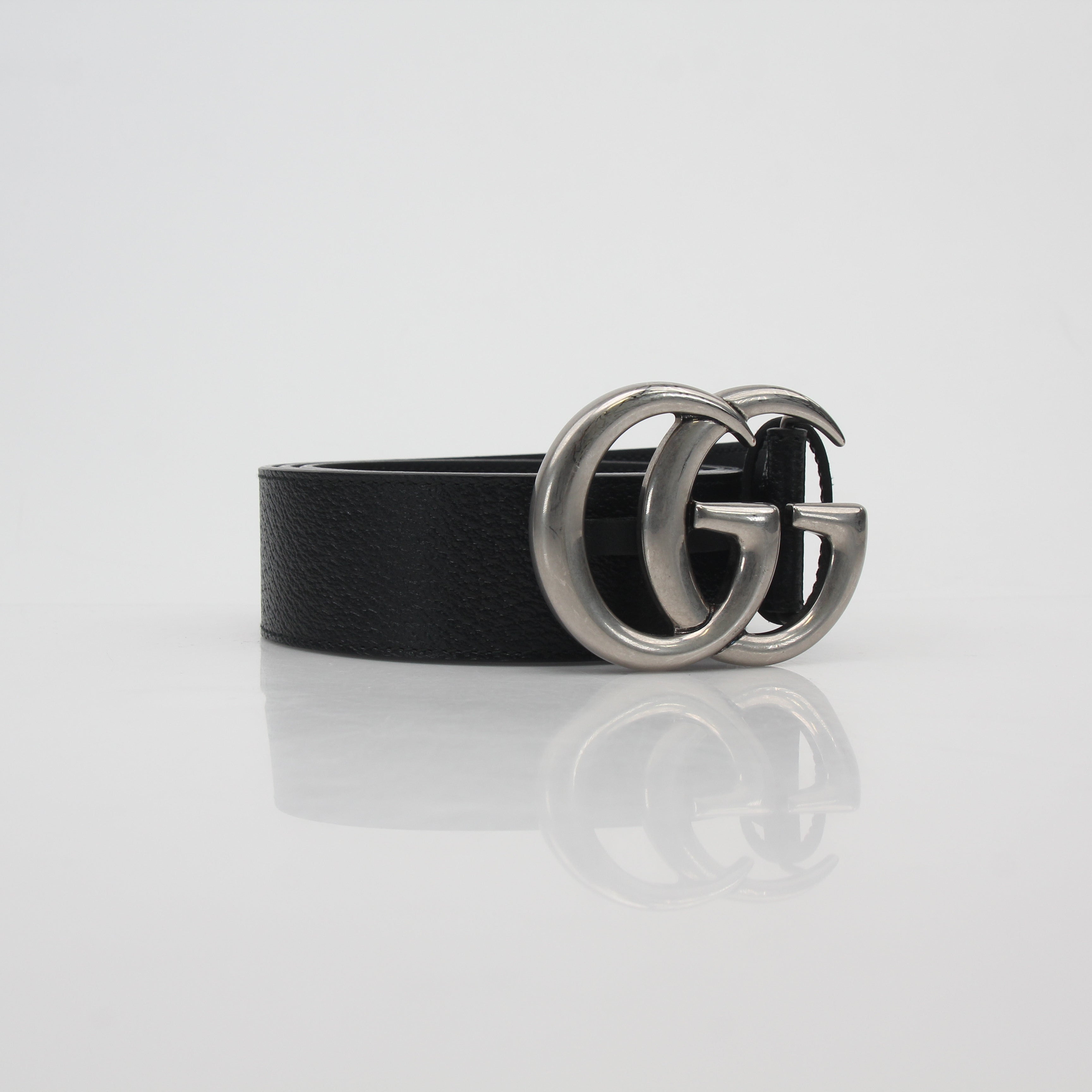 Gucci Black Leather GG Marmont Belt