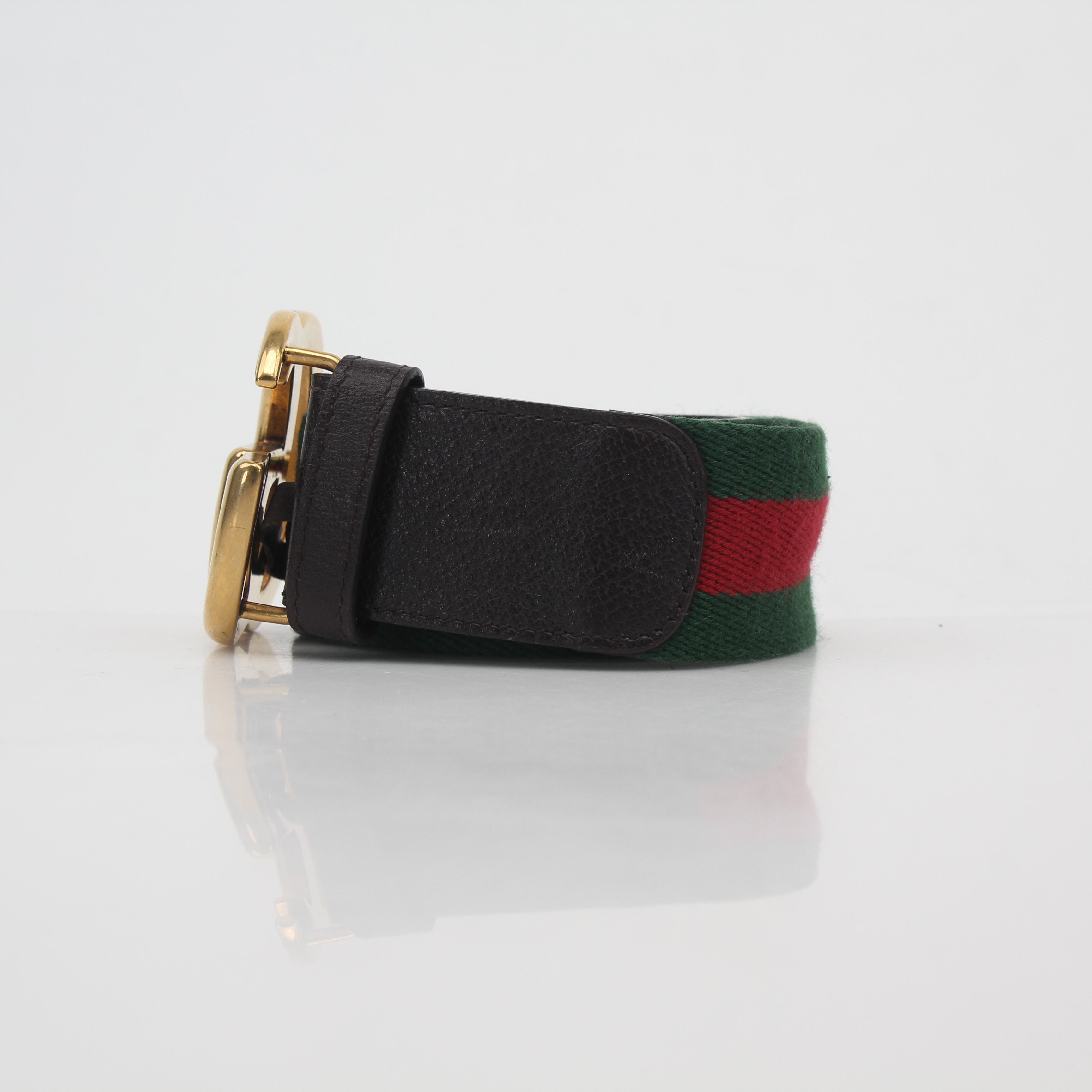 Gucci Green and Red Web GG Marmont Belt