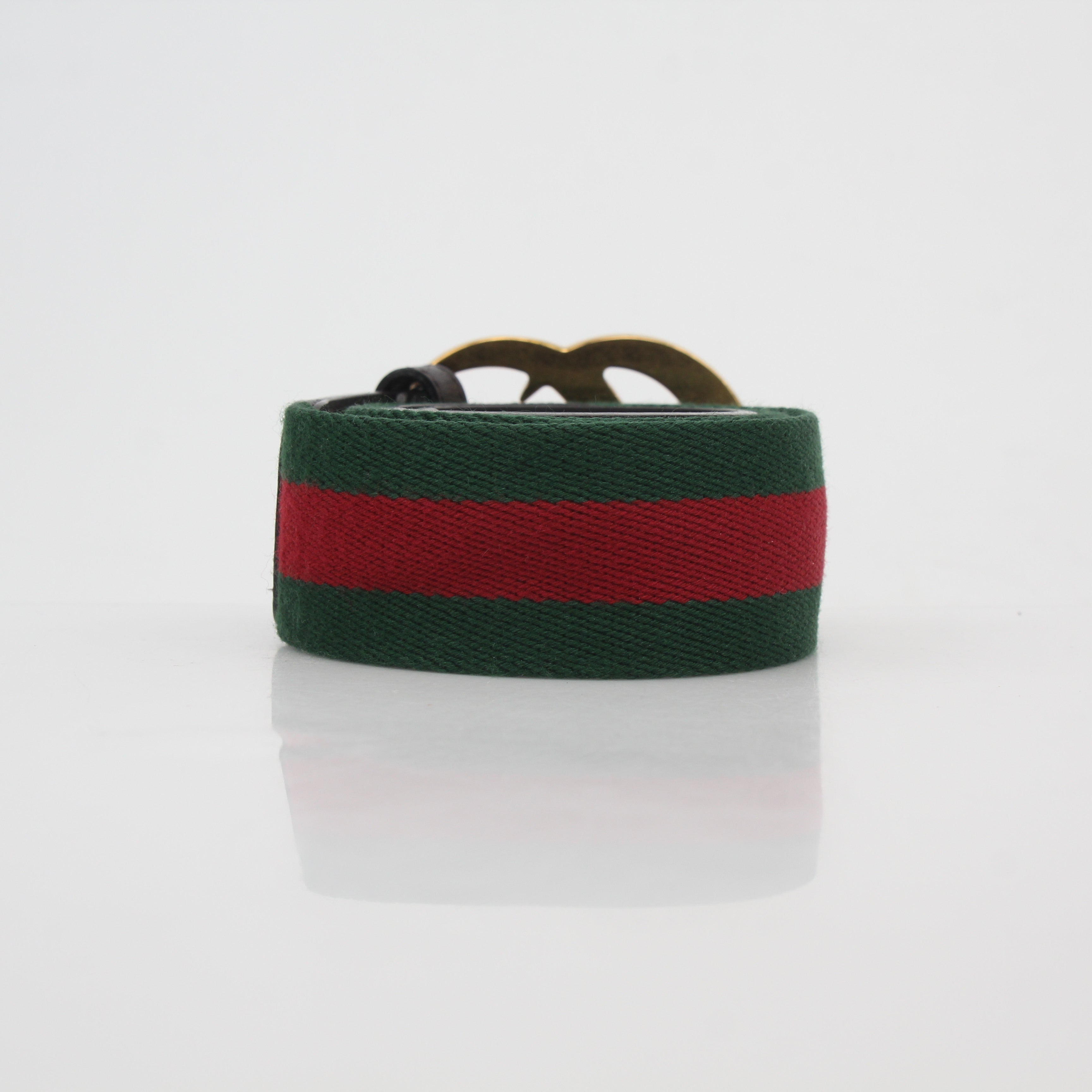 Gucci Green and Red Web GG Marmont Belt