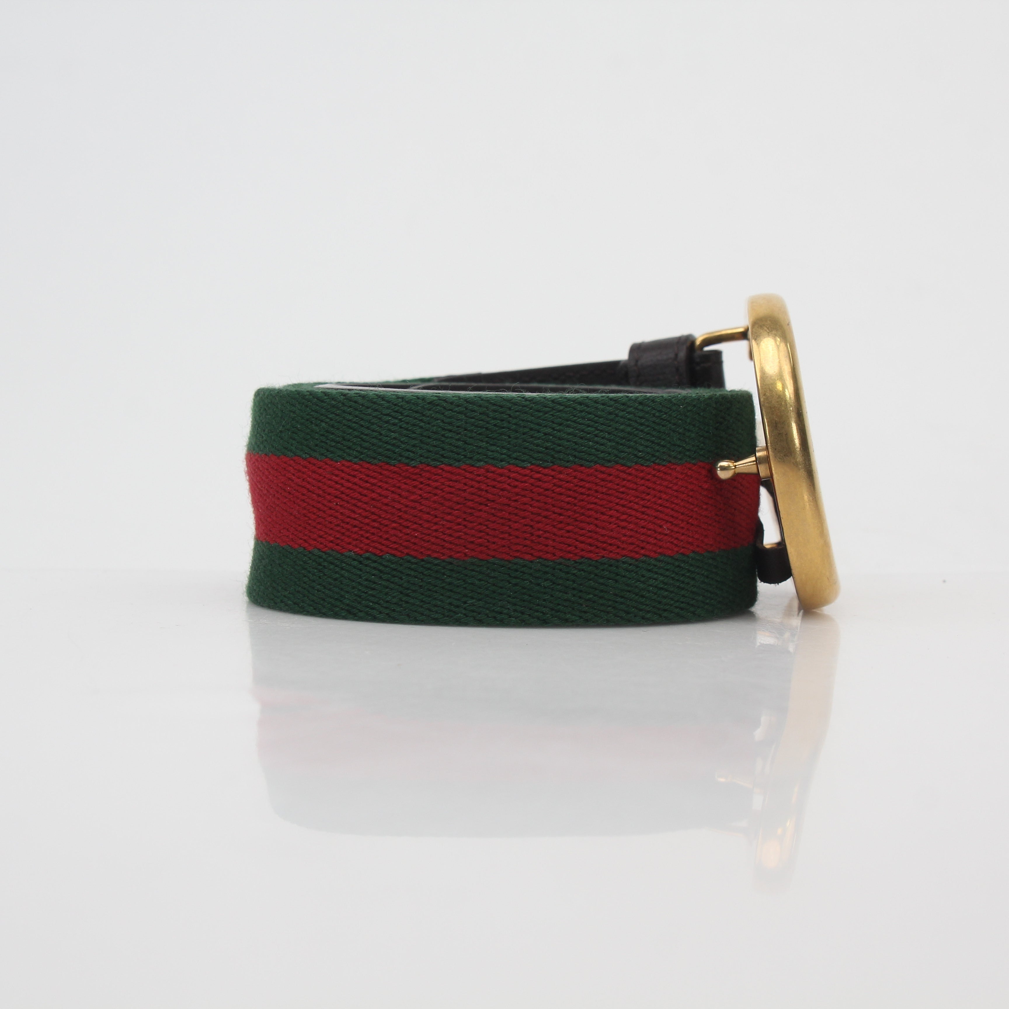 Gucci Green and Red Web GG Marmont Belt