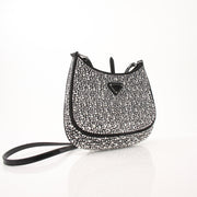 Prada Crystal Embellished Mini Cleo Shoulder Bag, elegant handbag with sparkling crystal details and gold hardware.