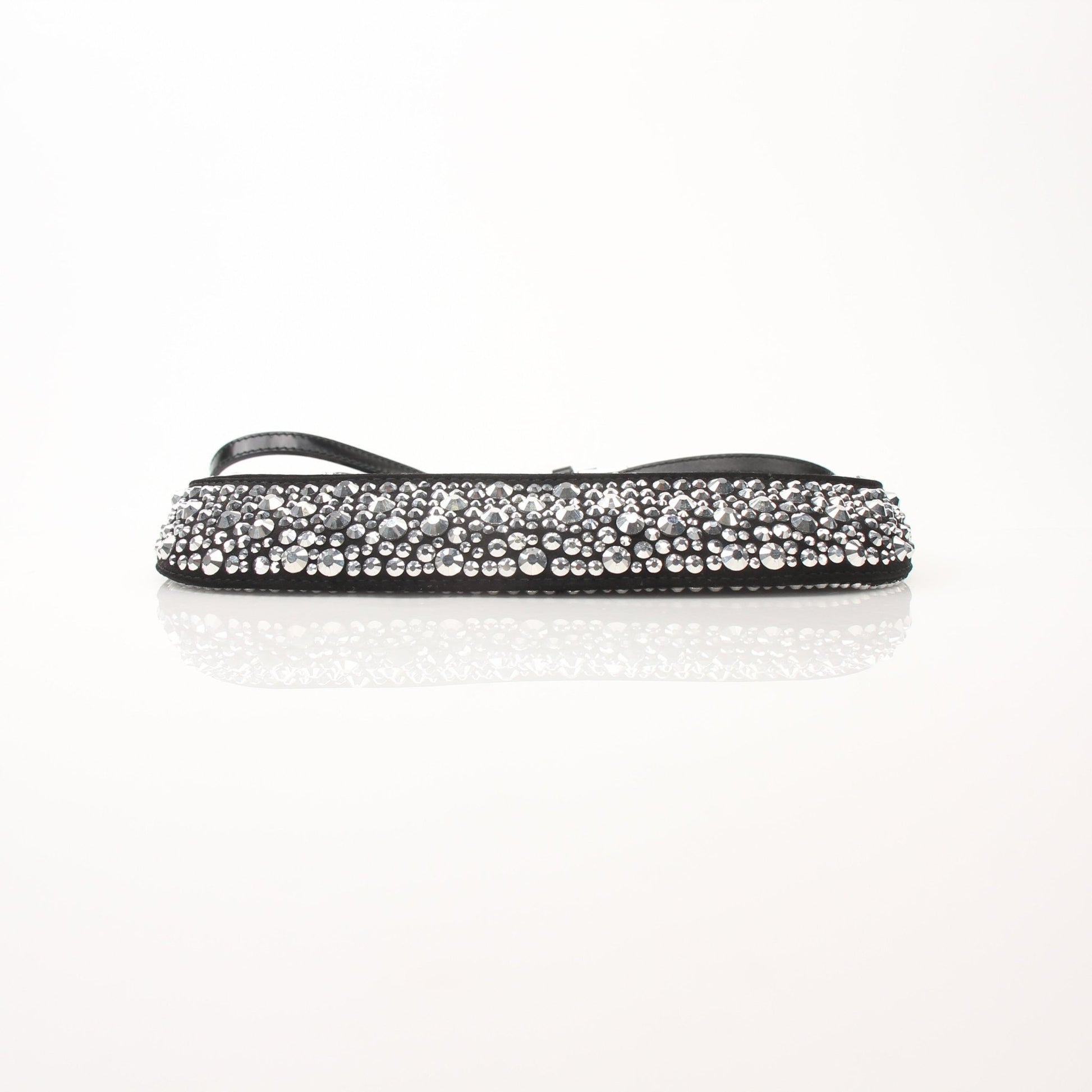 Gold & Beyond Prada Crystal Embellished Mini Cleo Shoulder Bag, elegant handbag with sparkling crystal details and a sleek design.