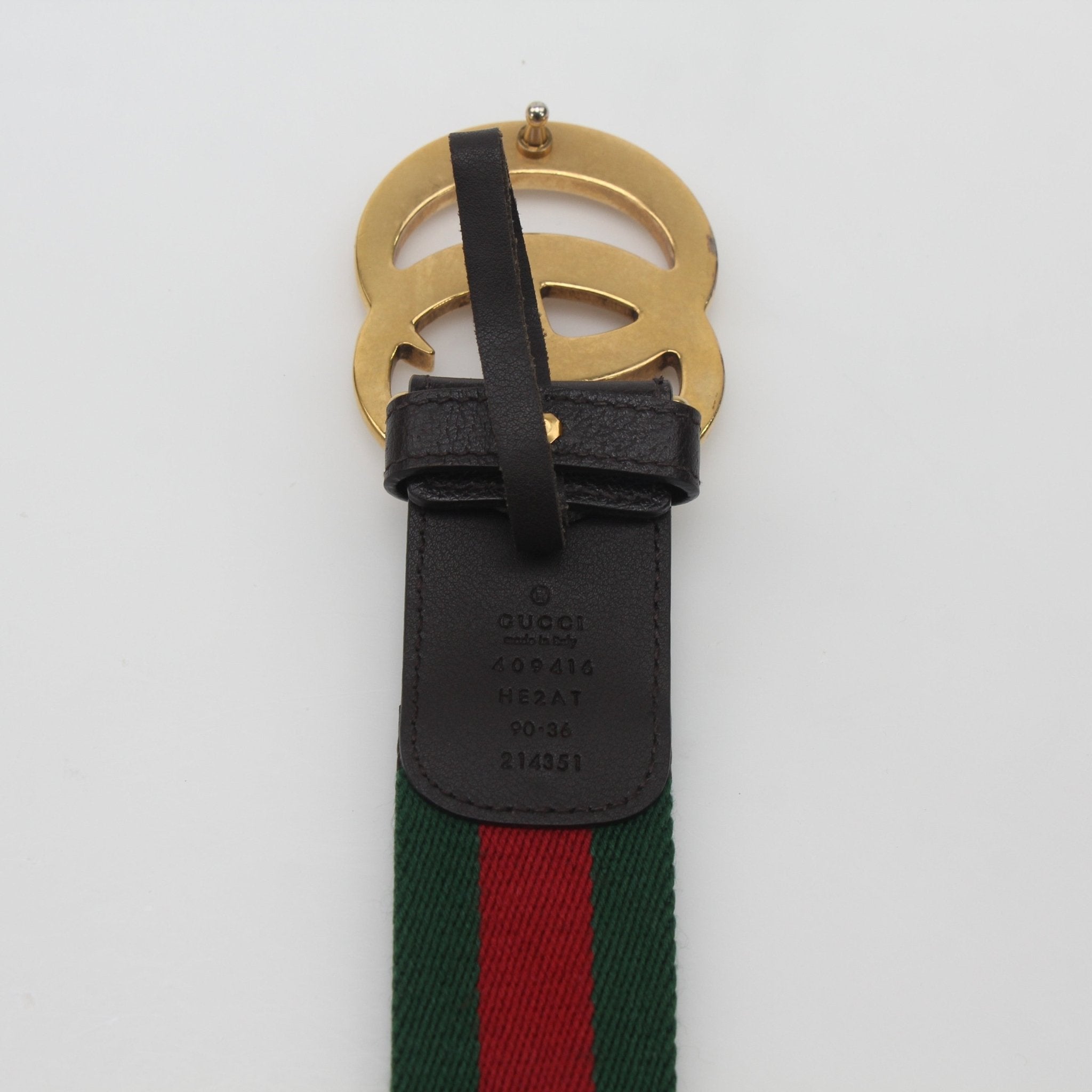 Gucci Green and Red Web GG Marmont Belt