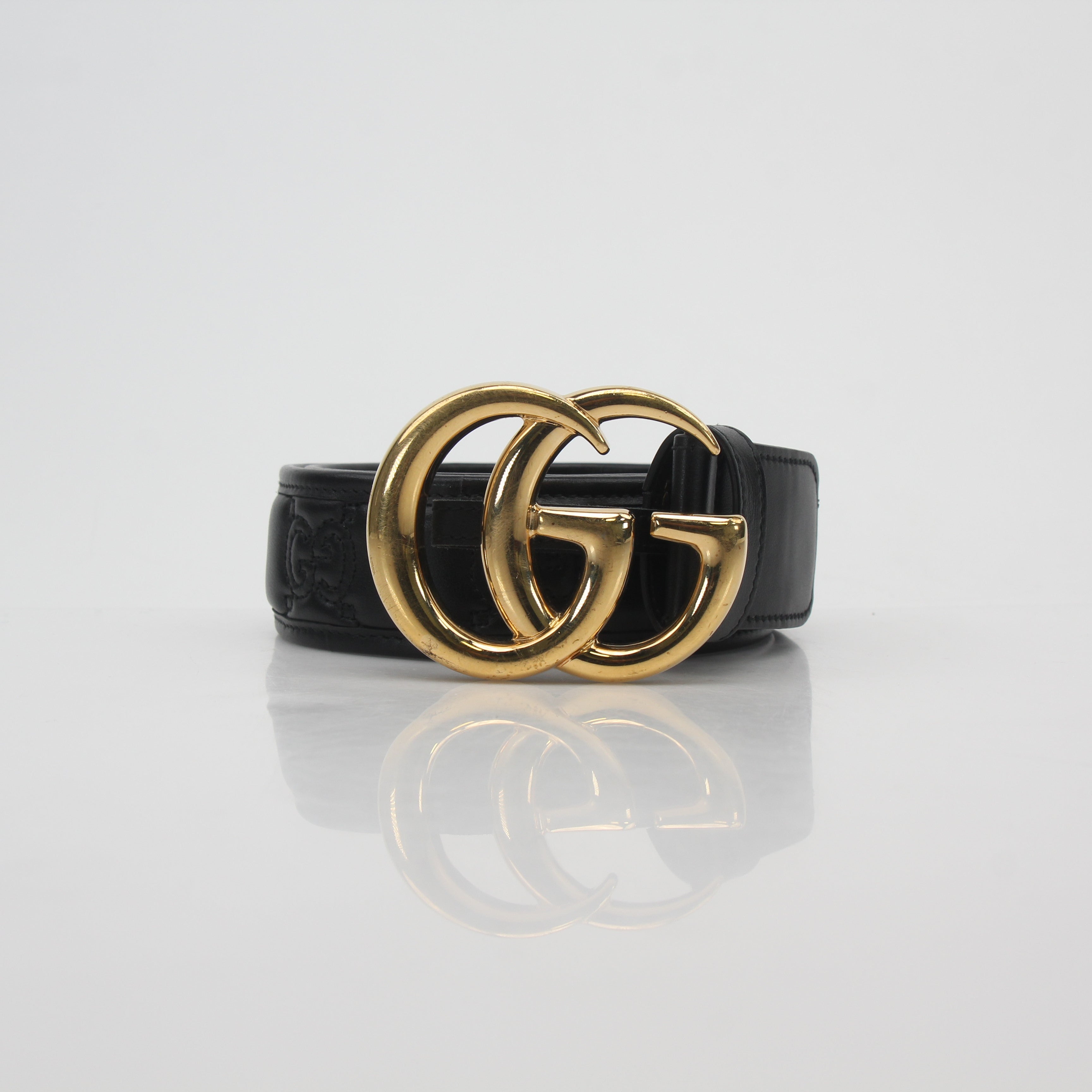 Gucci Black GG Marmont Leather Belt