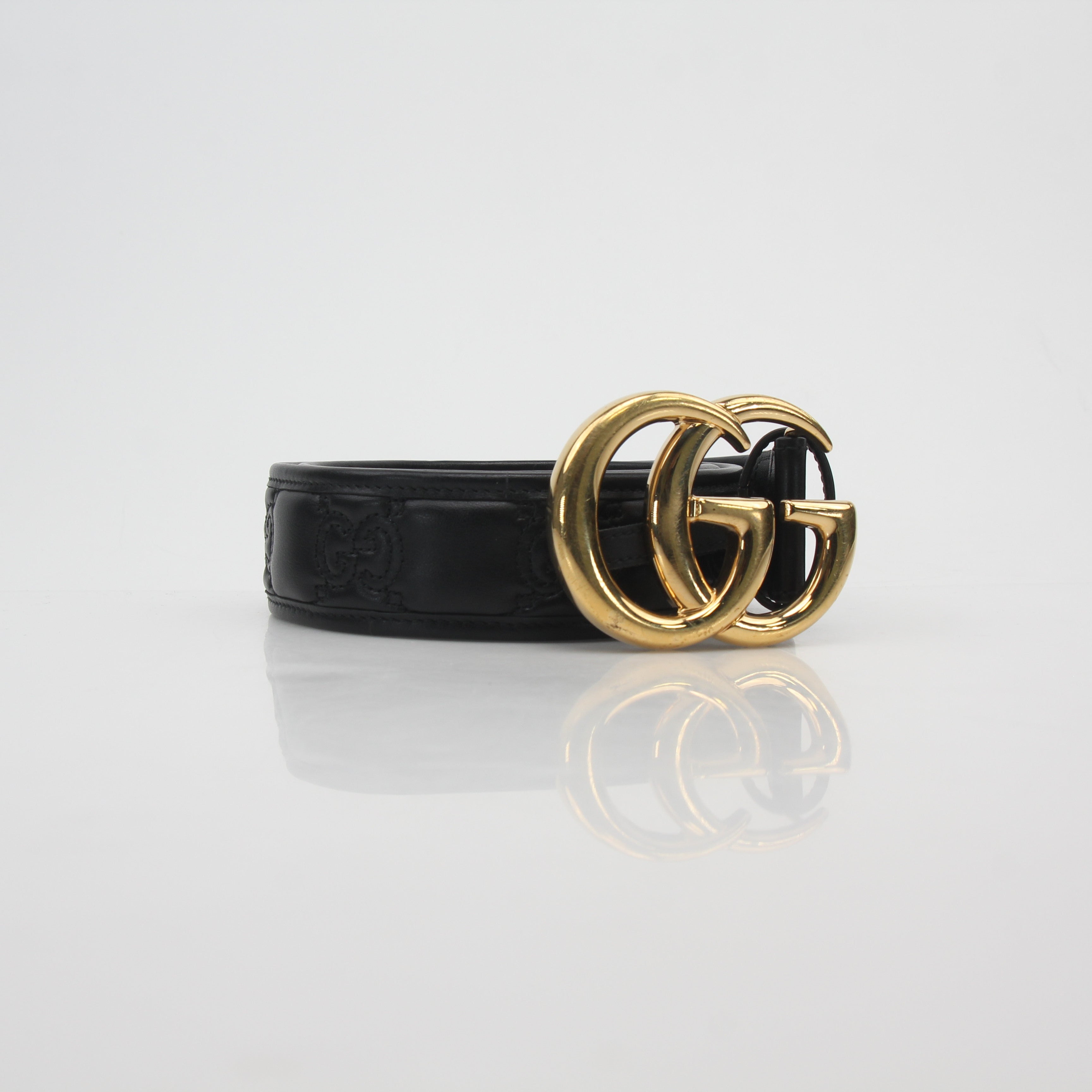 Gucci Black GG Marmont Leather Belt