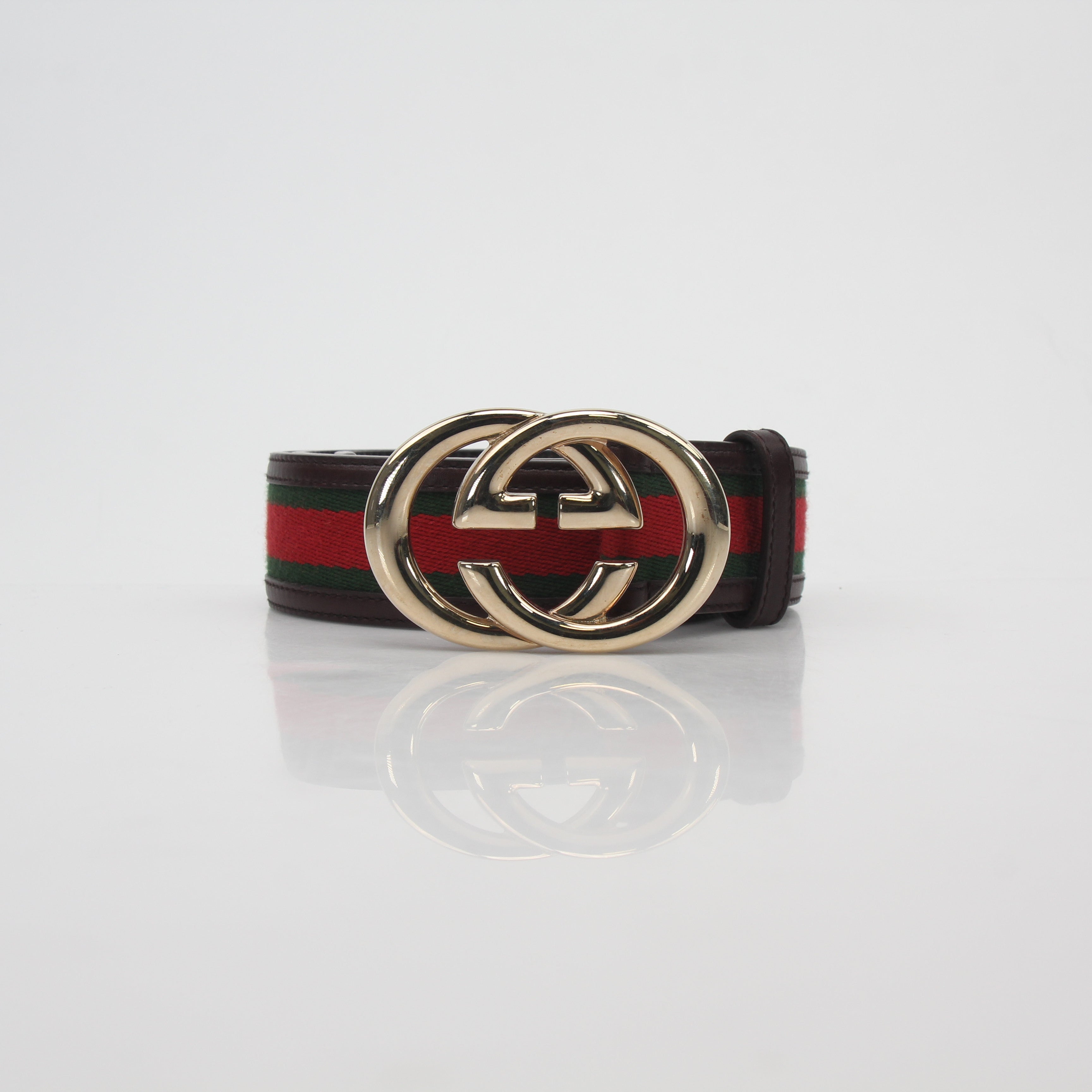 Gucci Green and Red Interlocking G Web Belt